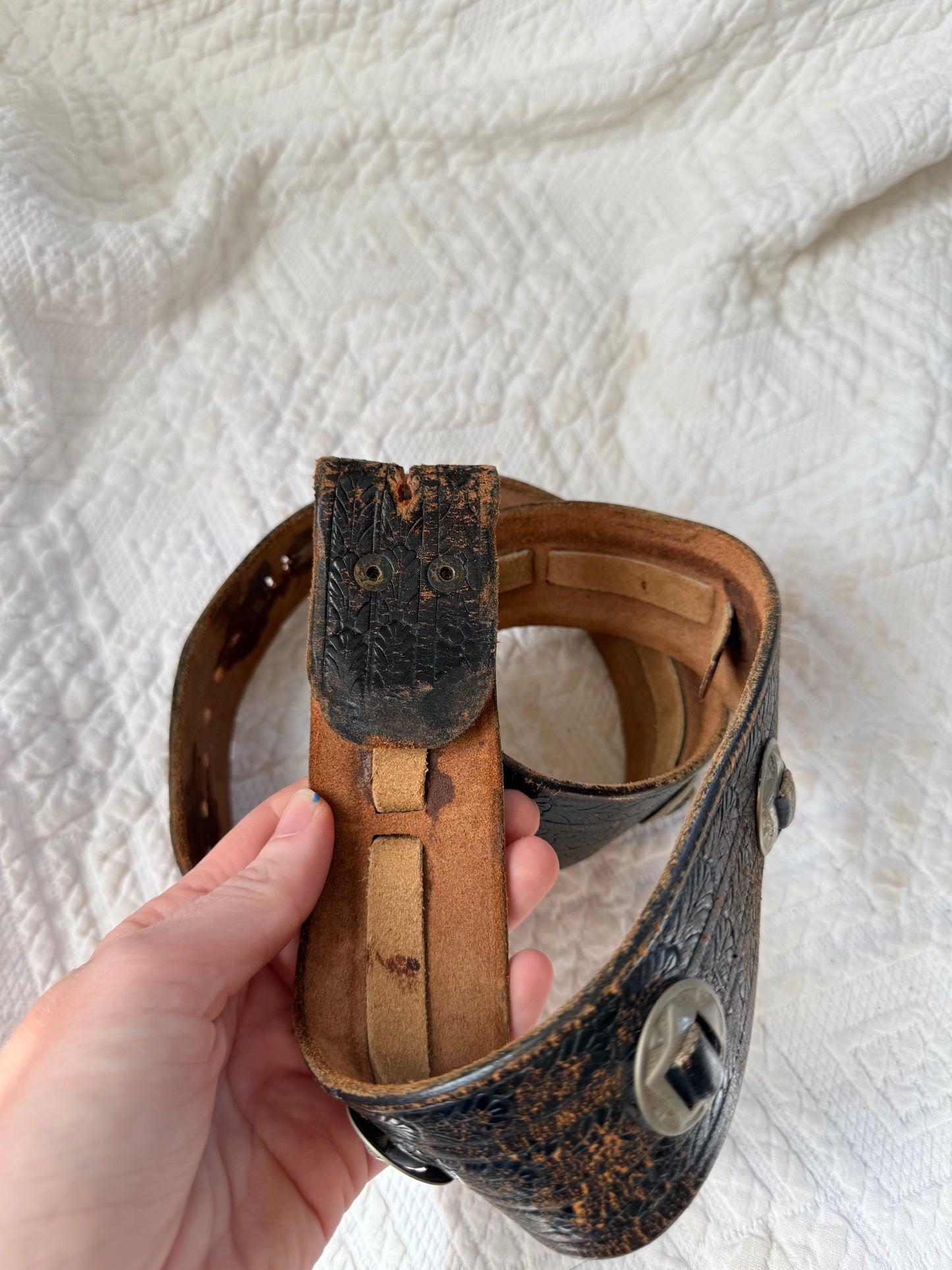 Vintage Leather Concho Belt