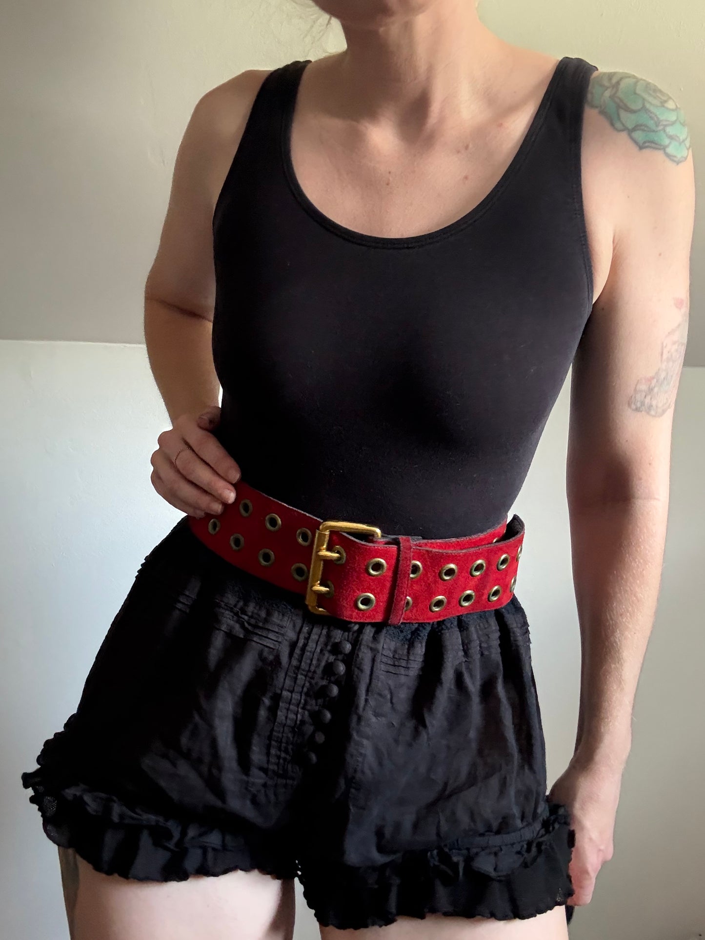 Red Suede and Brass Belt