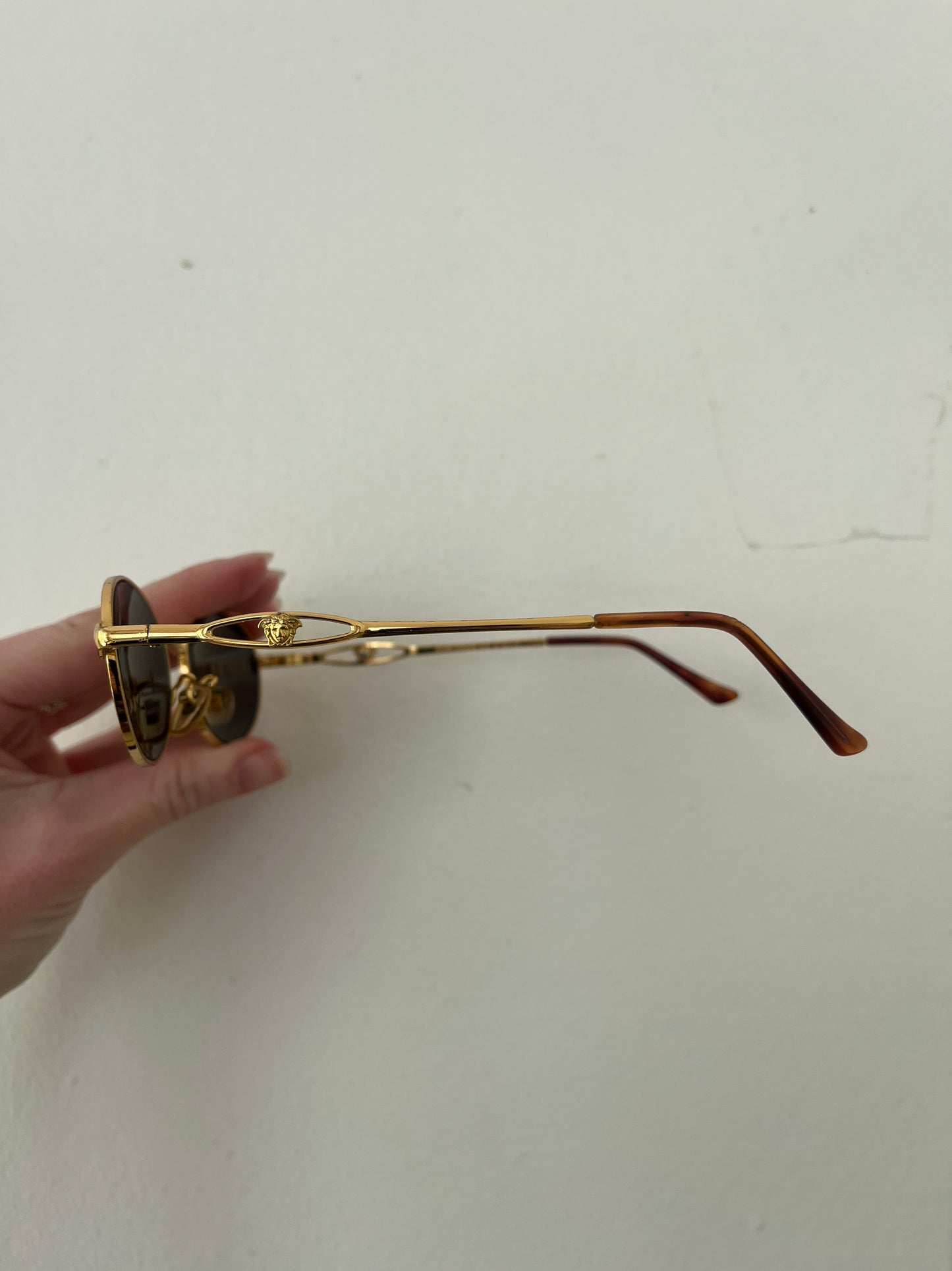 Vintage Versace Oval Sunglasses Gold