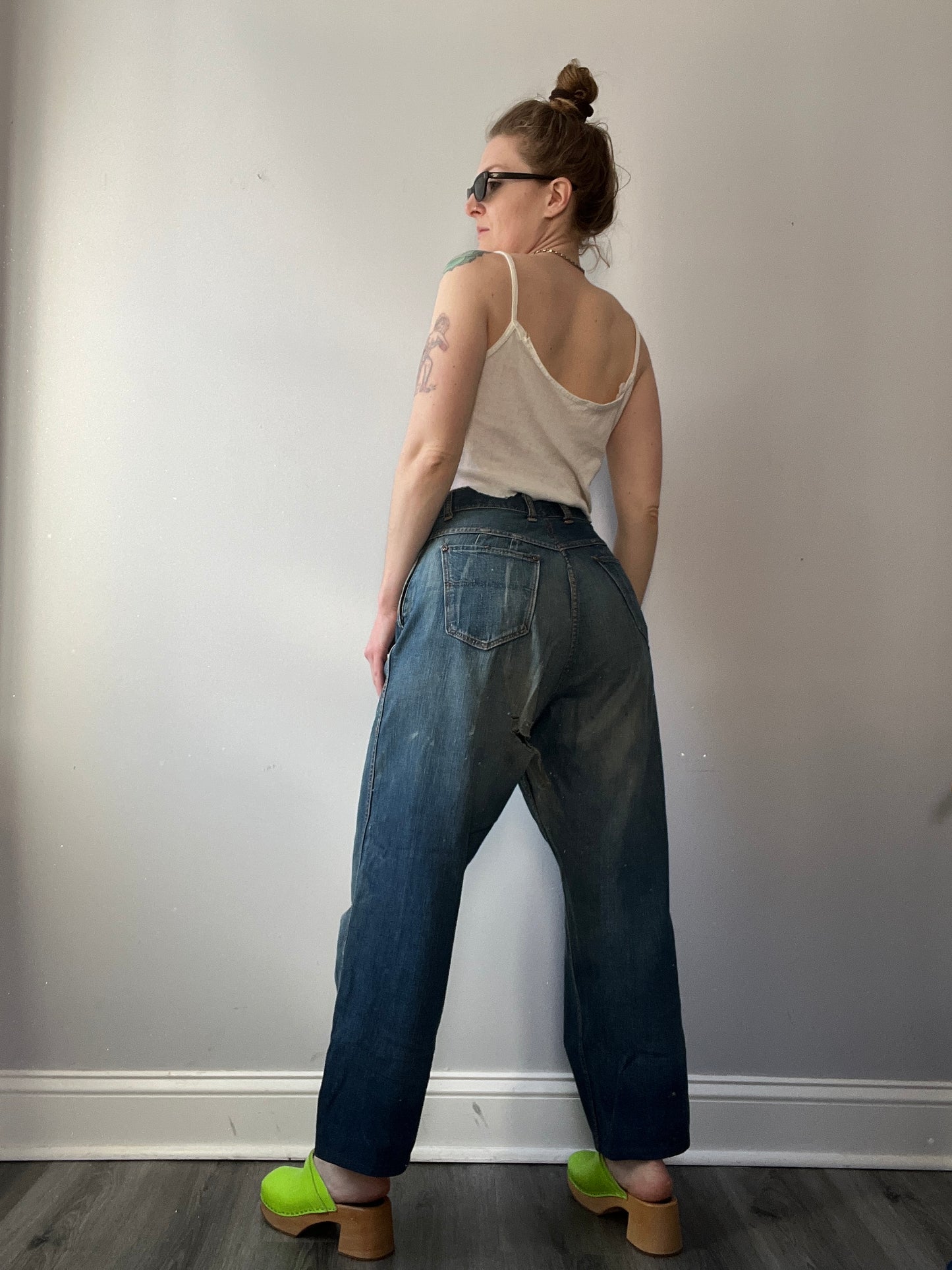 Vintage 1940s 1950s Side Zip Jeans 28”