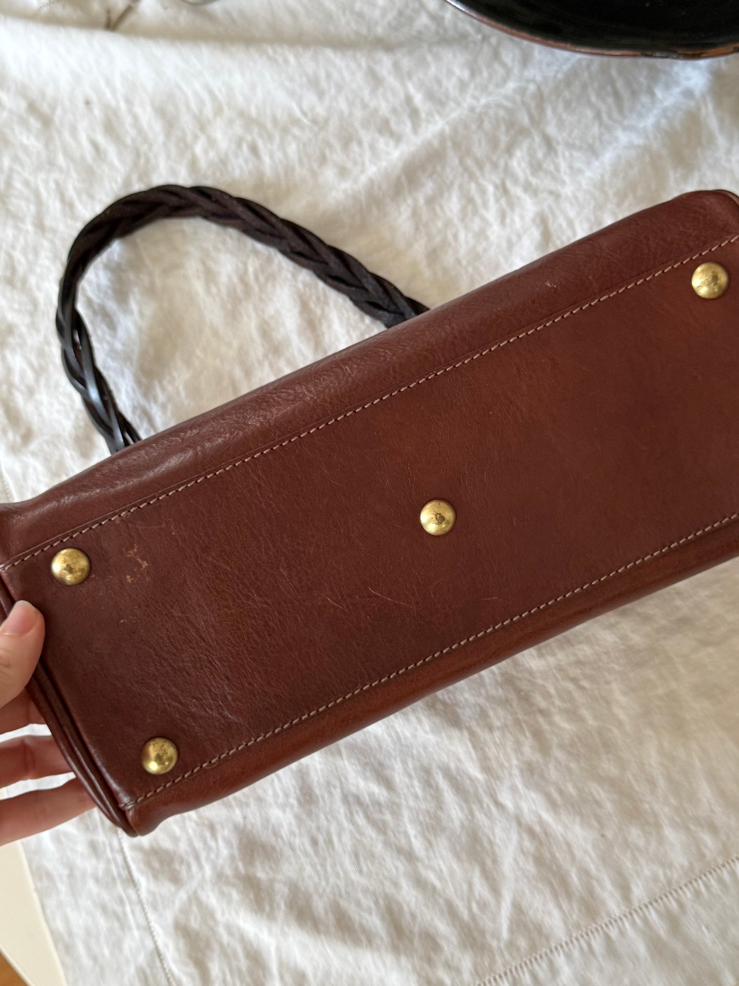 1980s Il Bisonte Brown Leather Doctor Style Bag