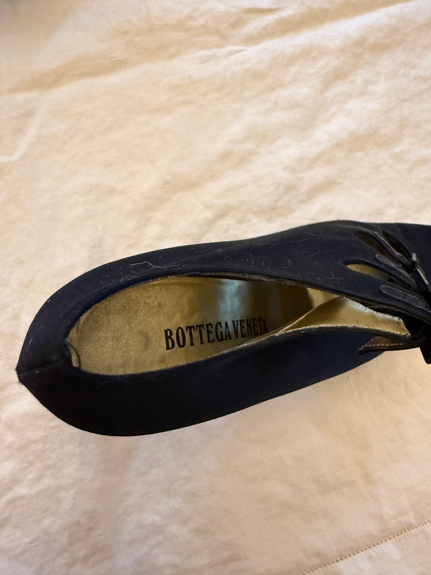 1980s Bottega Veneta Black Silk Pumps 7.5