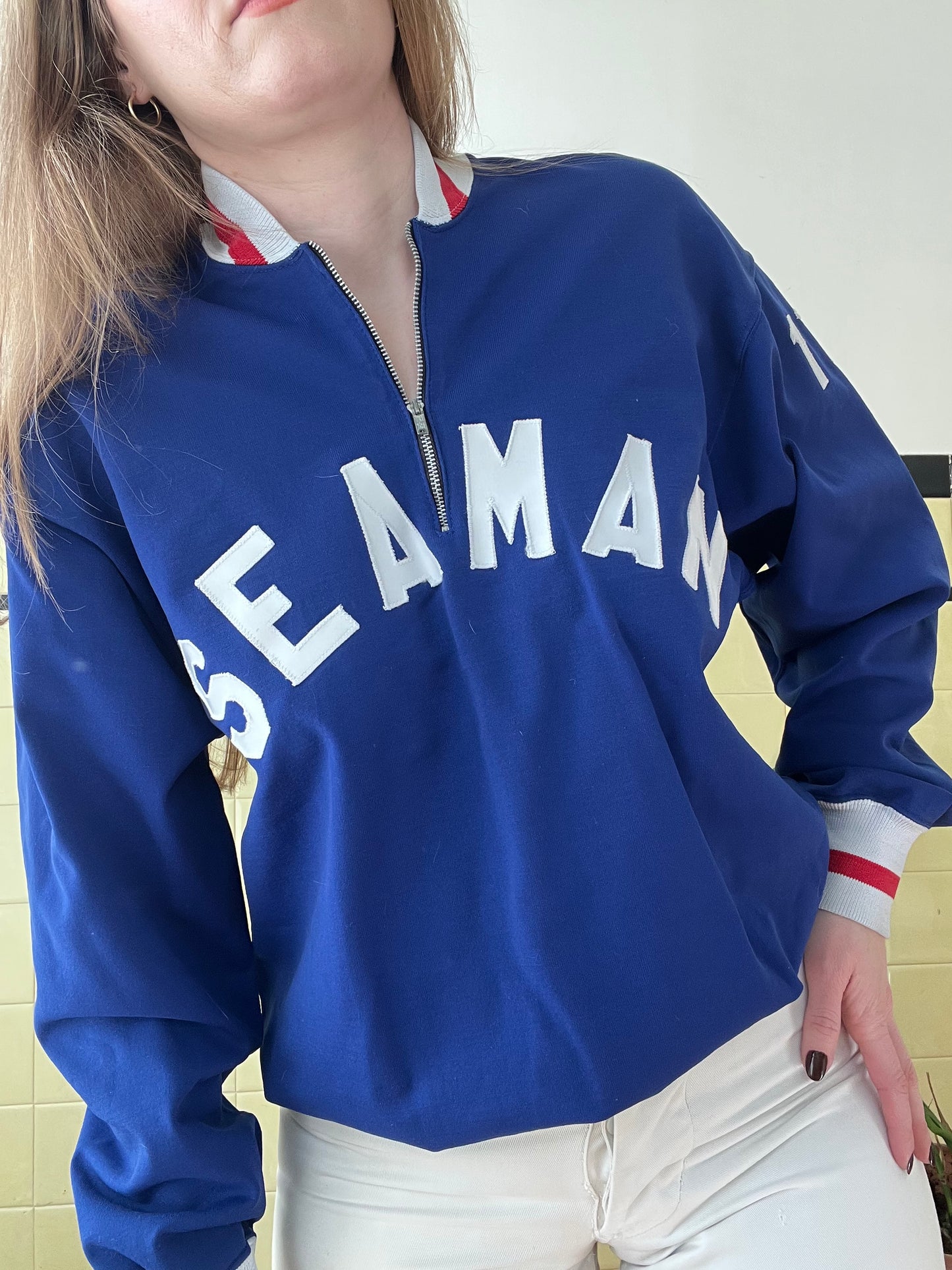1960's Military Seaman Quarter Zip Jacket L