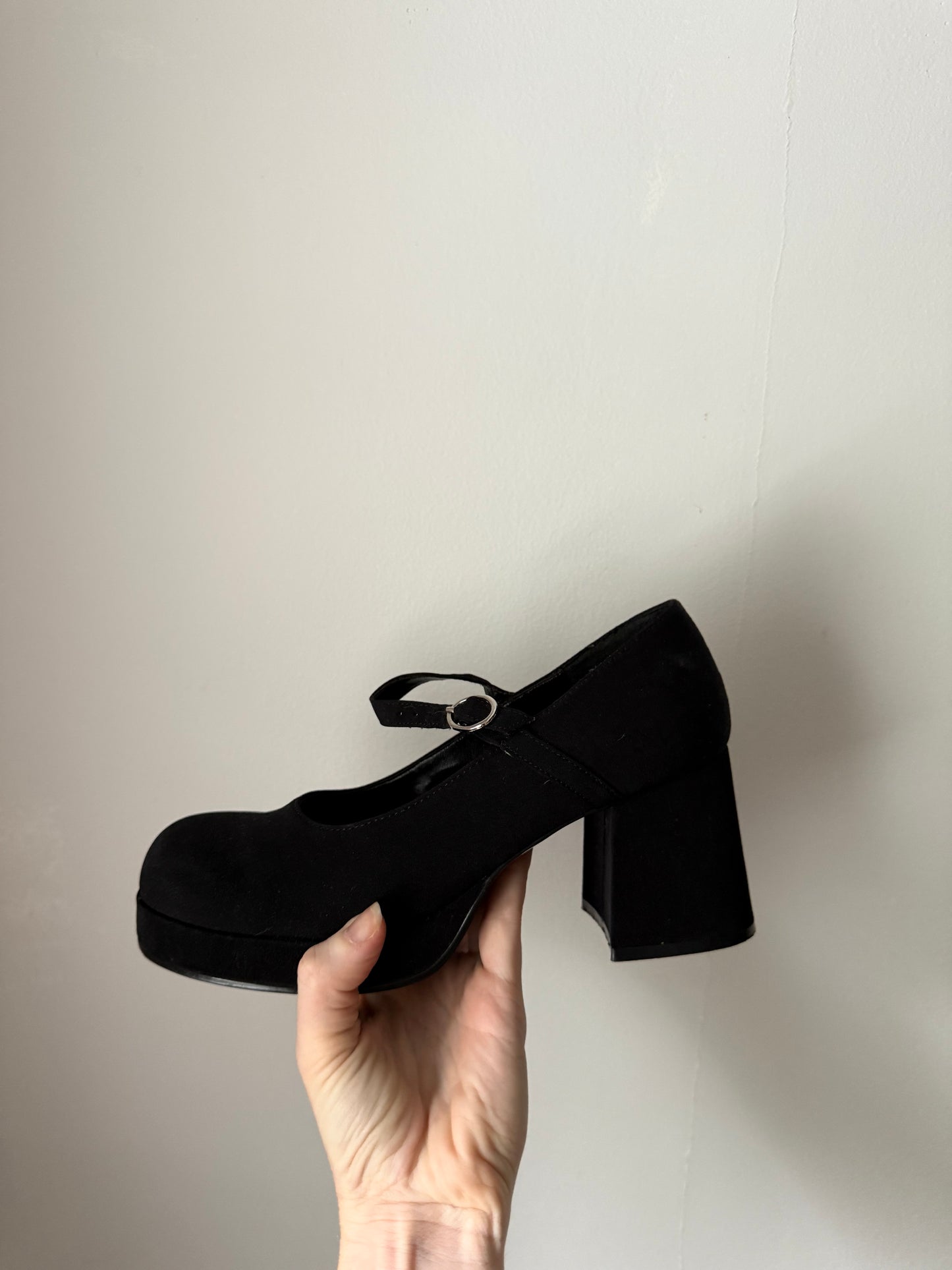 1990s Black Chunky Heels