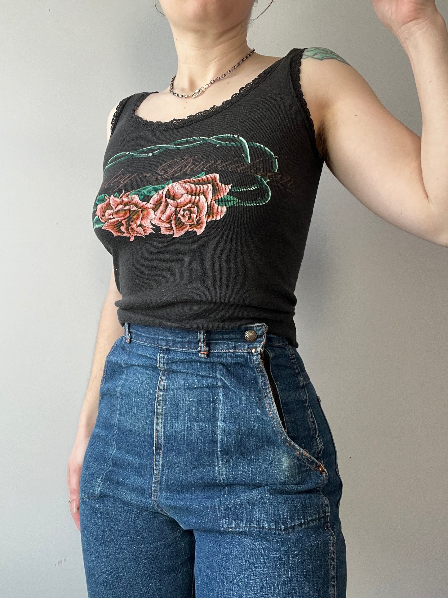 Vintage Harley Davidson Roses Tank S