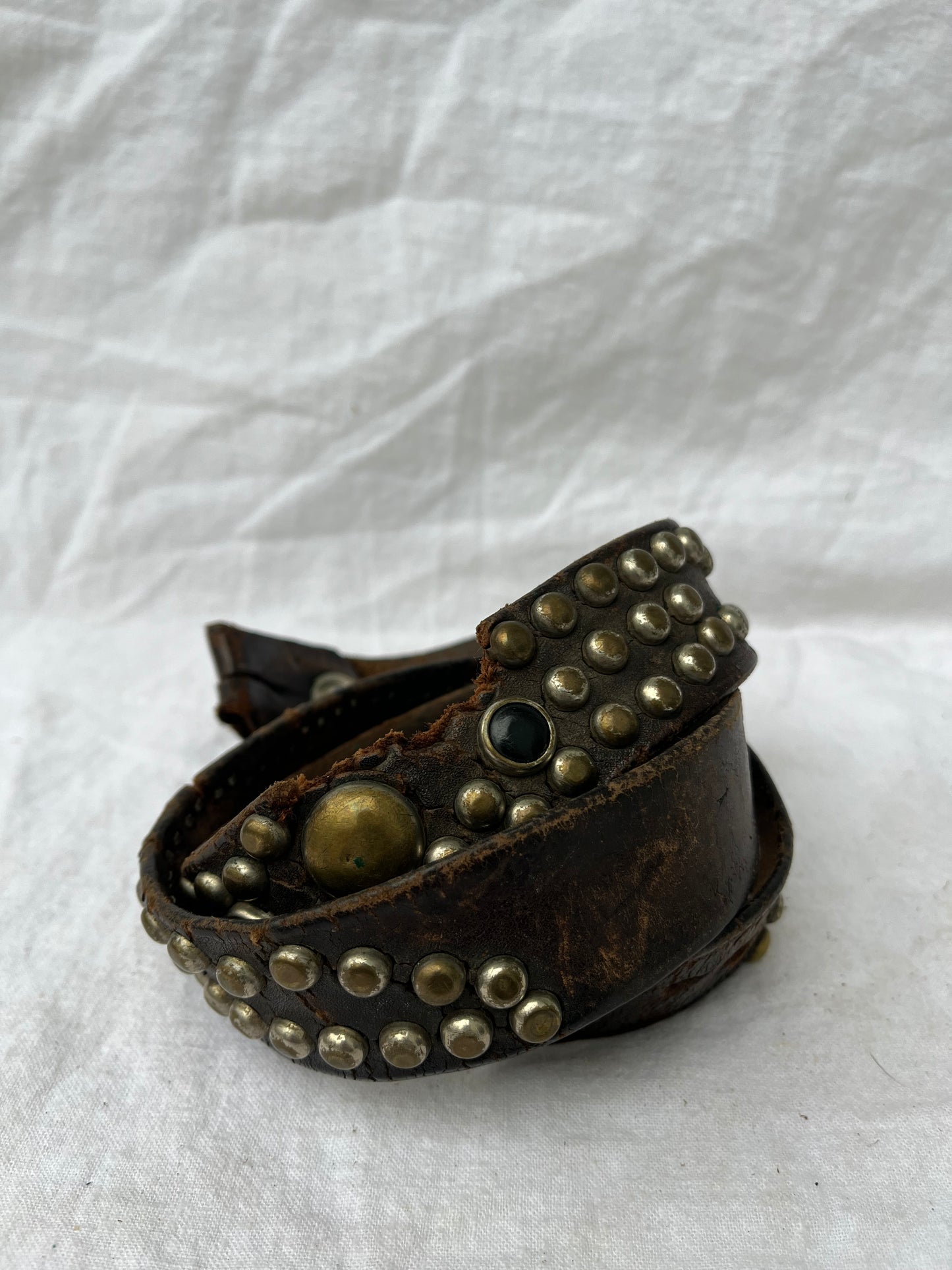 1950s Brown Leather Studded Buco Style Belt 30”-32” Has Damage