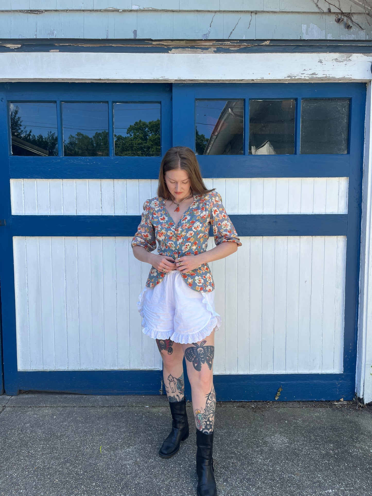 1940s Floral Rayon Peplum Style Blouse