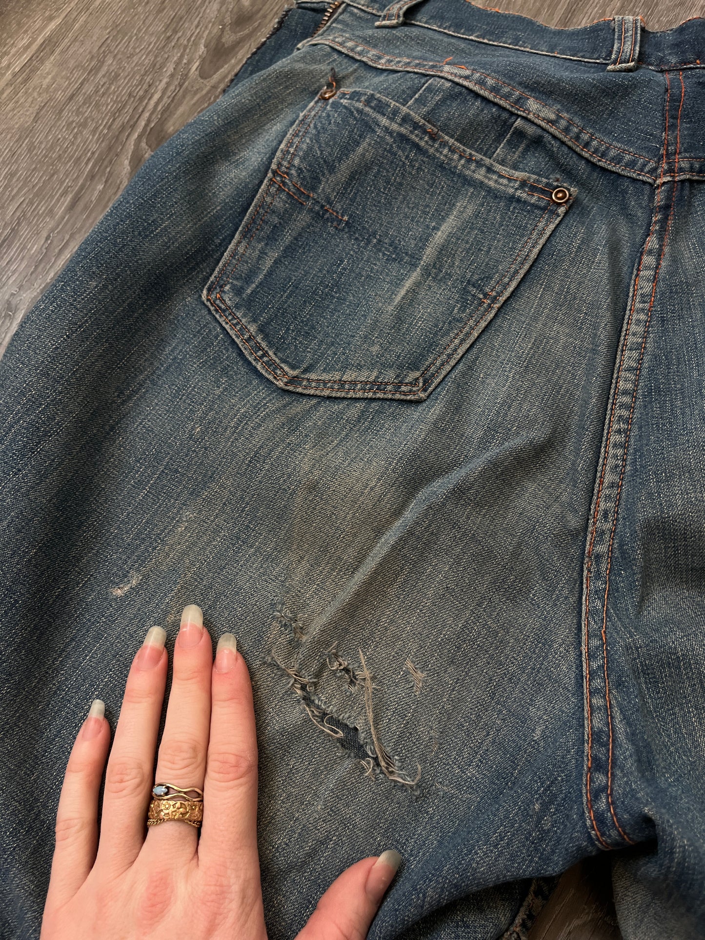 Vintage 1940s 1950s Side Zip Jeans 28”