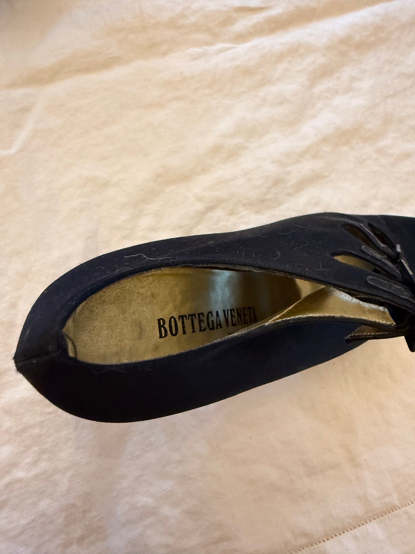 1980s Bottega Veneta Black Silk Pumps 7.5
