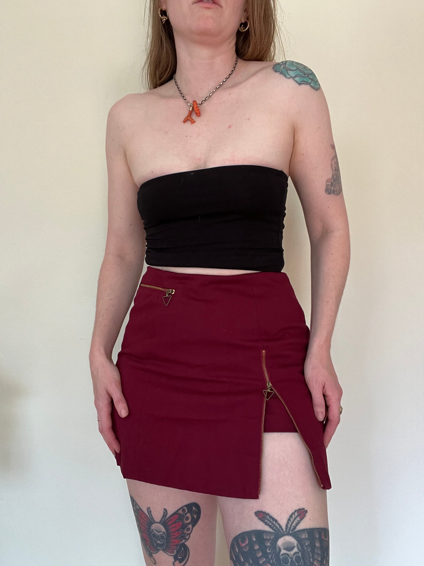 Burgundy 1970s Mini Skort