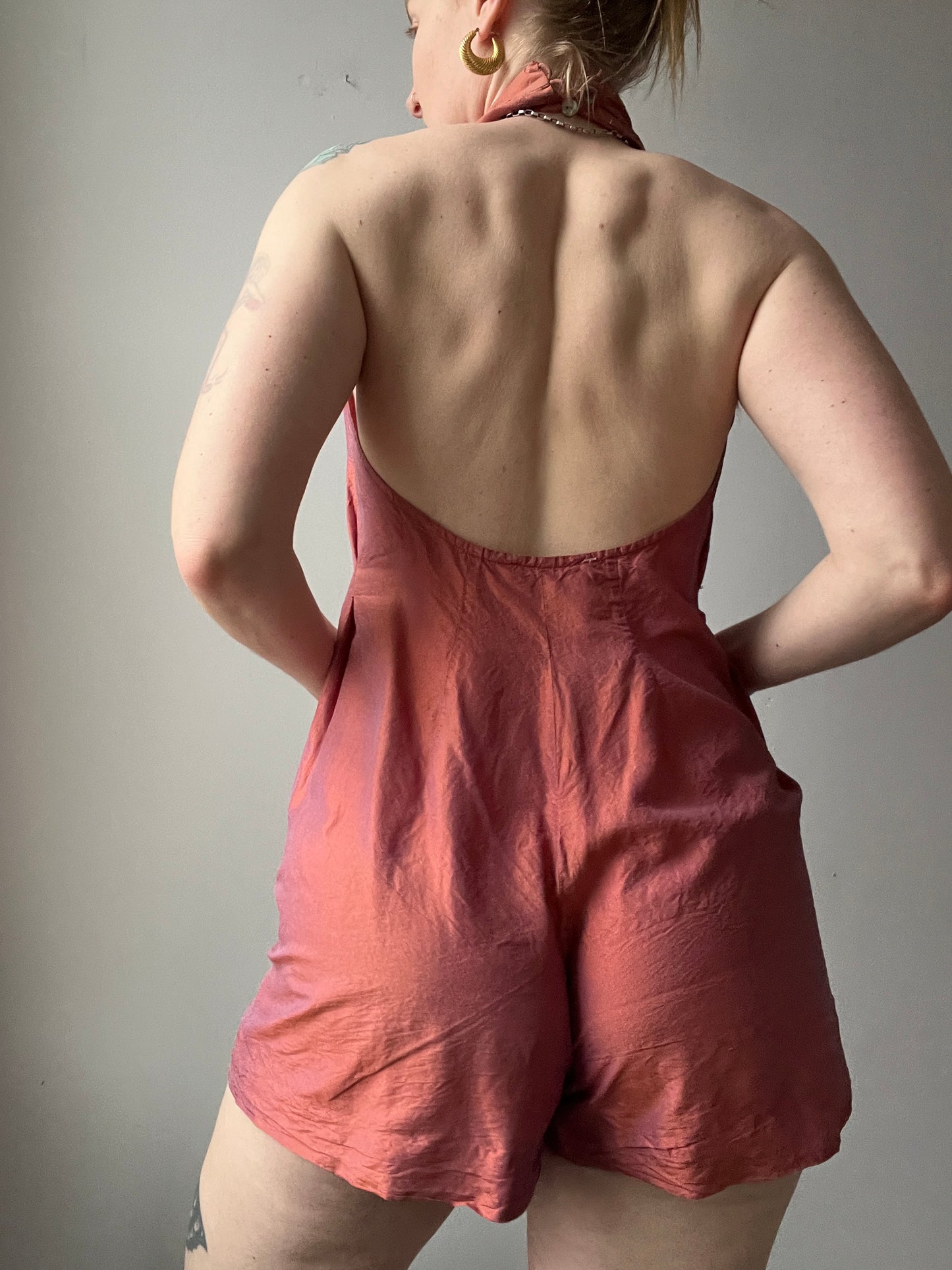 1980s Rayon or Silk Shamask Iridescent Romper