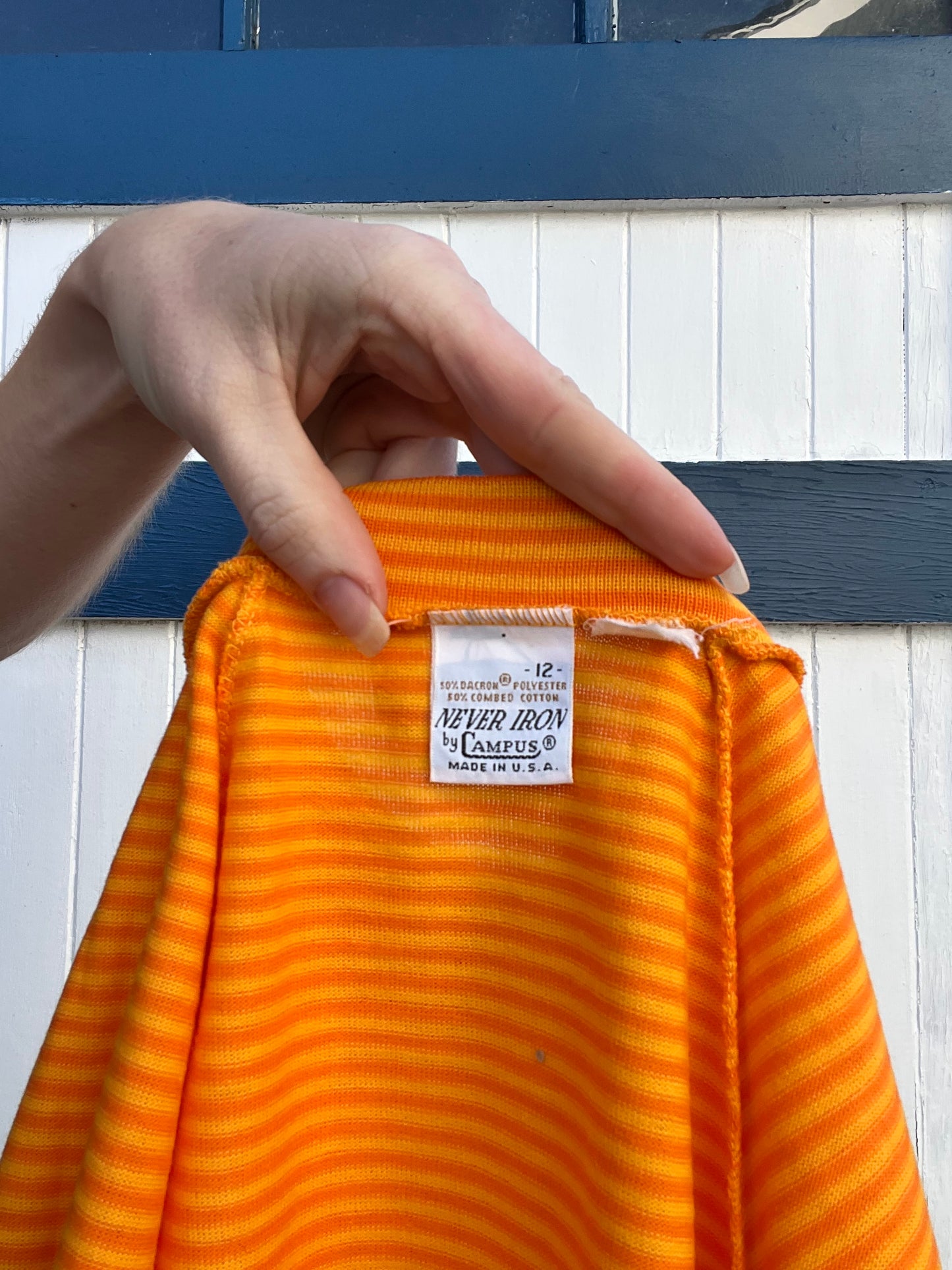 1970s Orange Striped Shirt XS/S