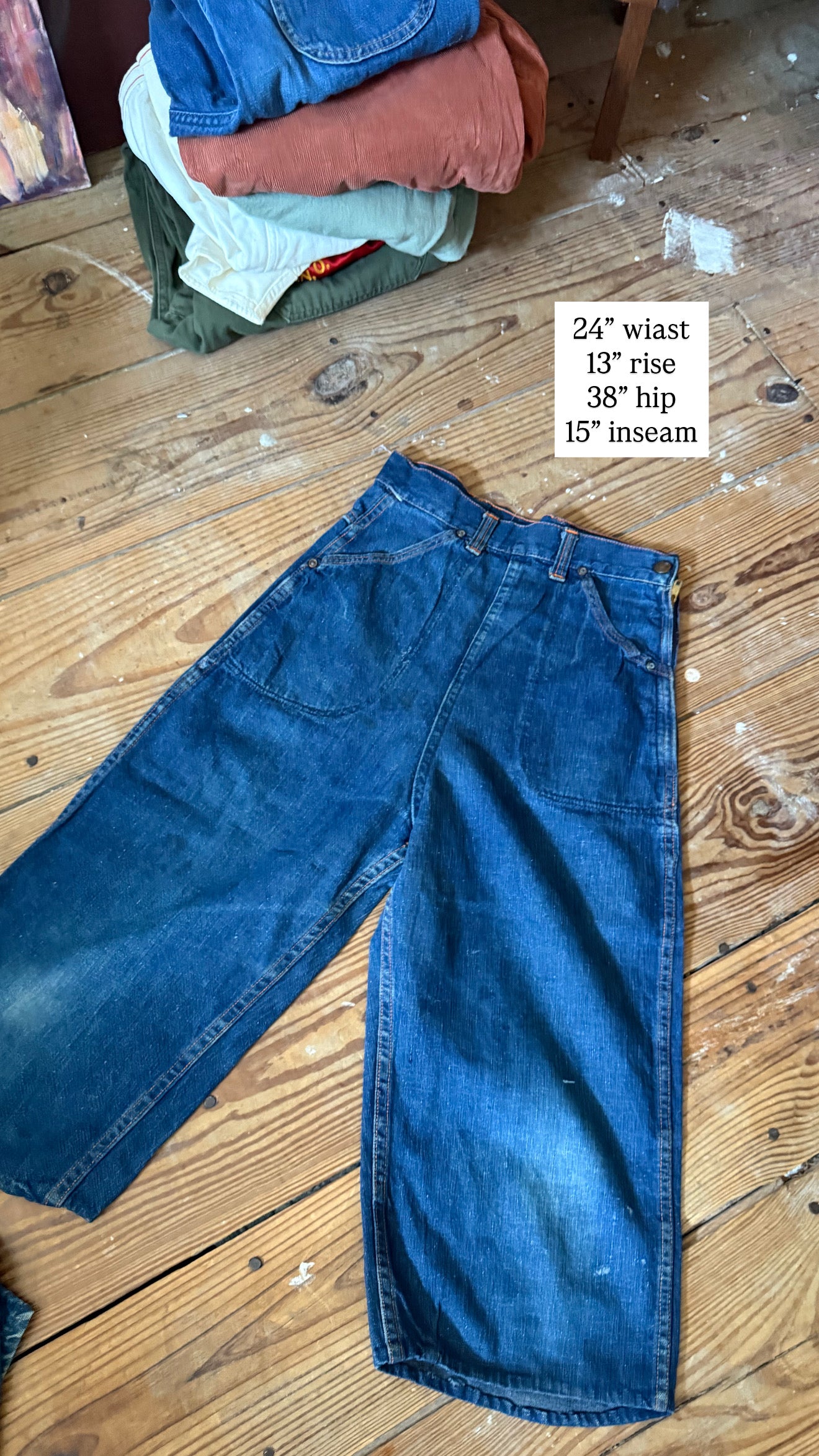 24” Denim Jeans & Red Side Zips