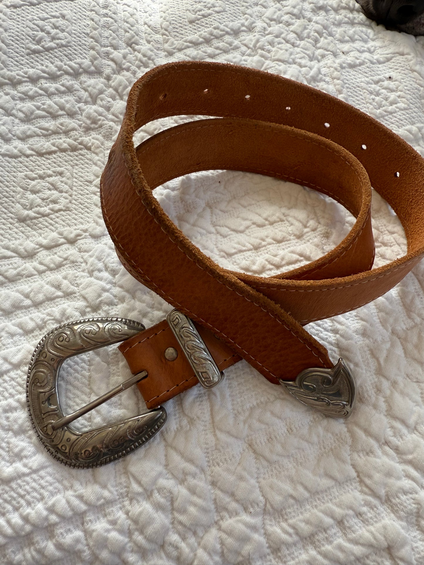 Brown Leather Western Belt