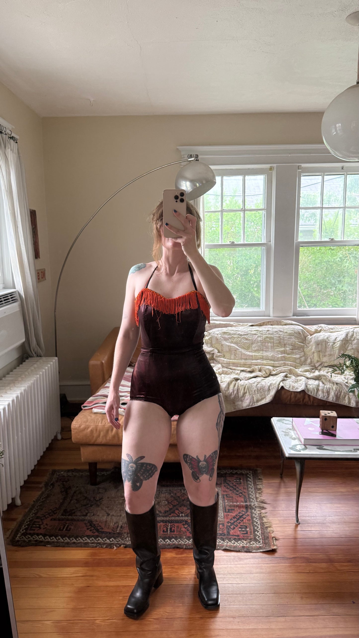 1940s Showgirl Leotard with Fringe