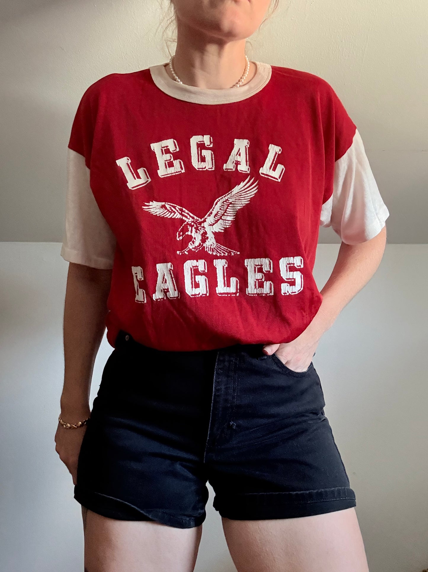 1960s/1970s Legal Eagles Red Jersey Tee L