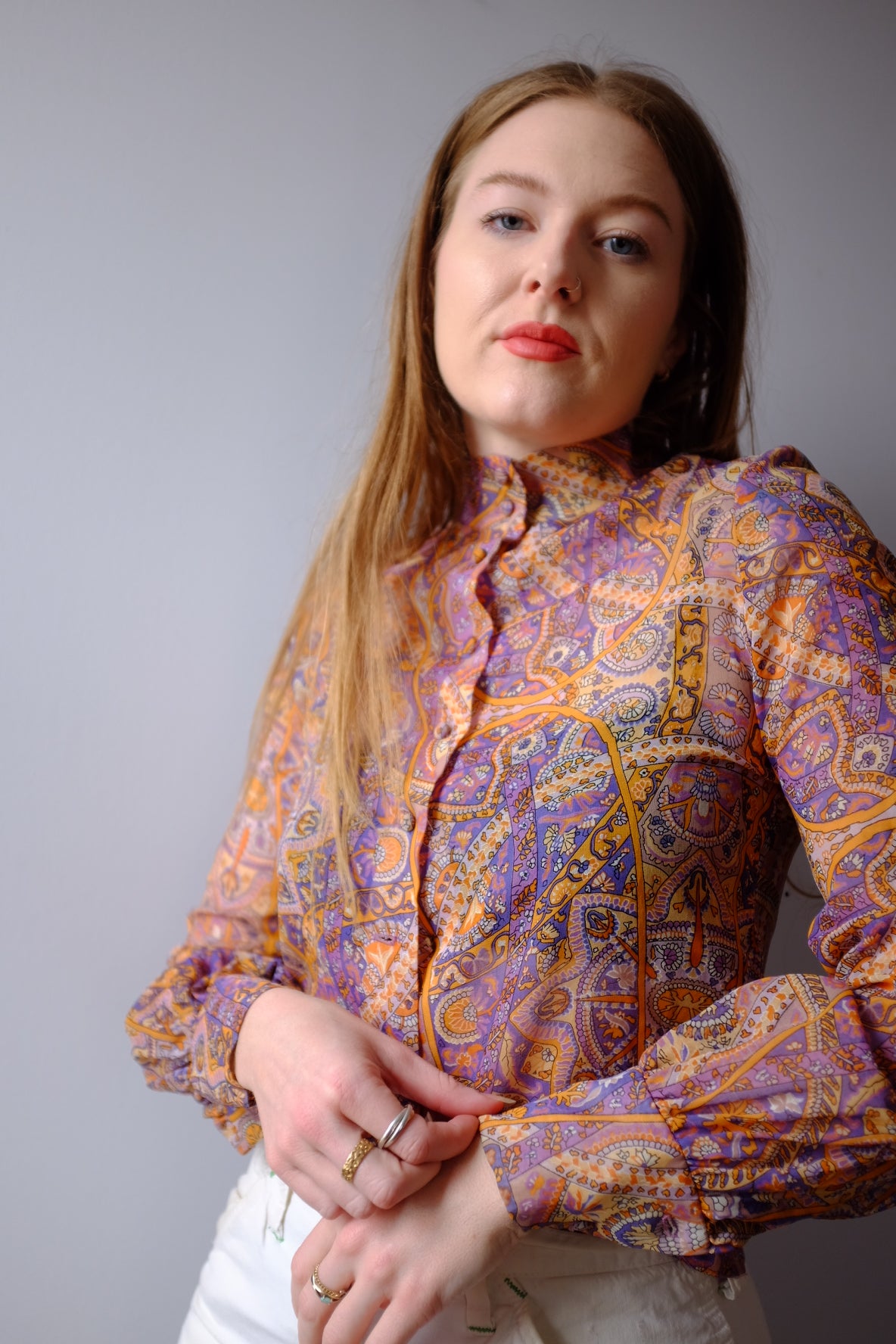 1970’s All Over Print Paisley Blouse S