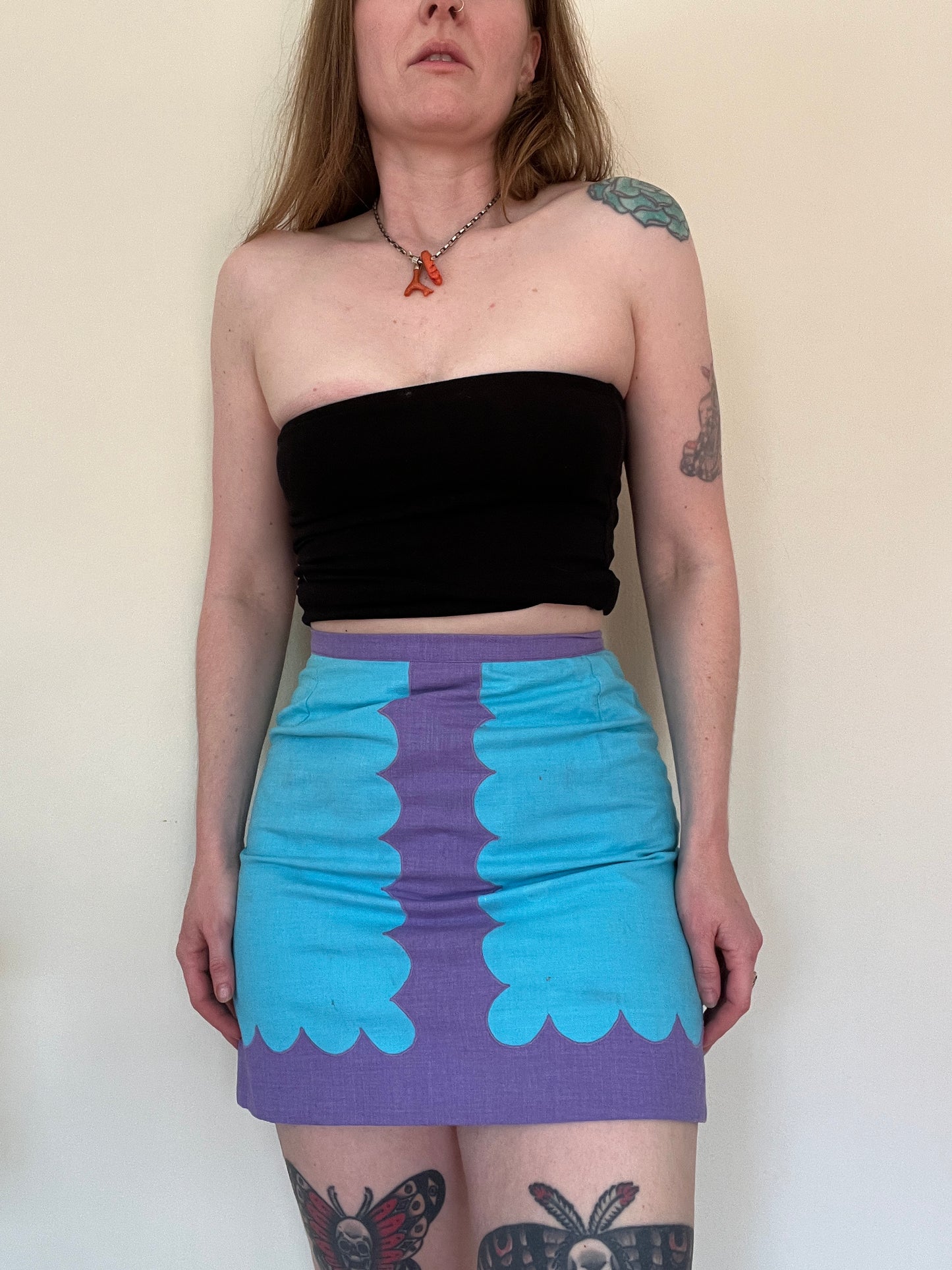 1970s Blue and Purple Skort 26”