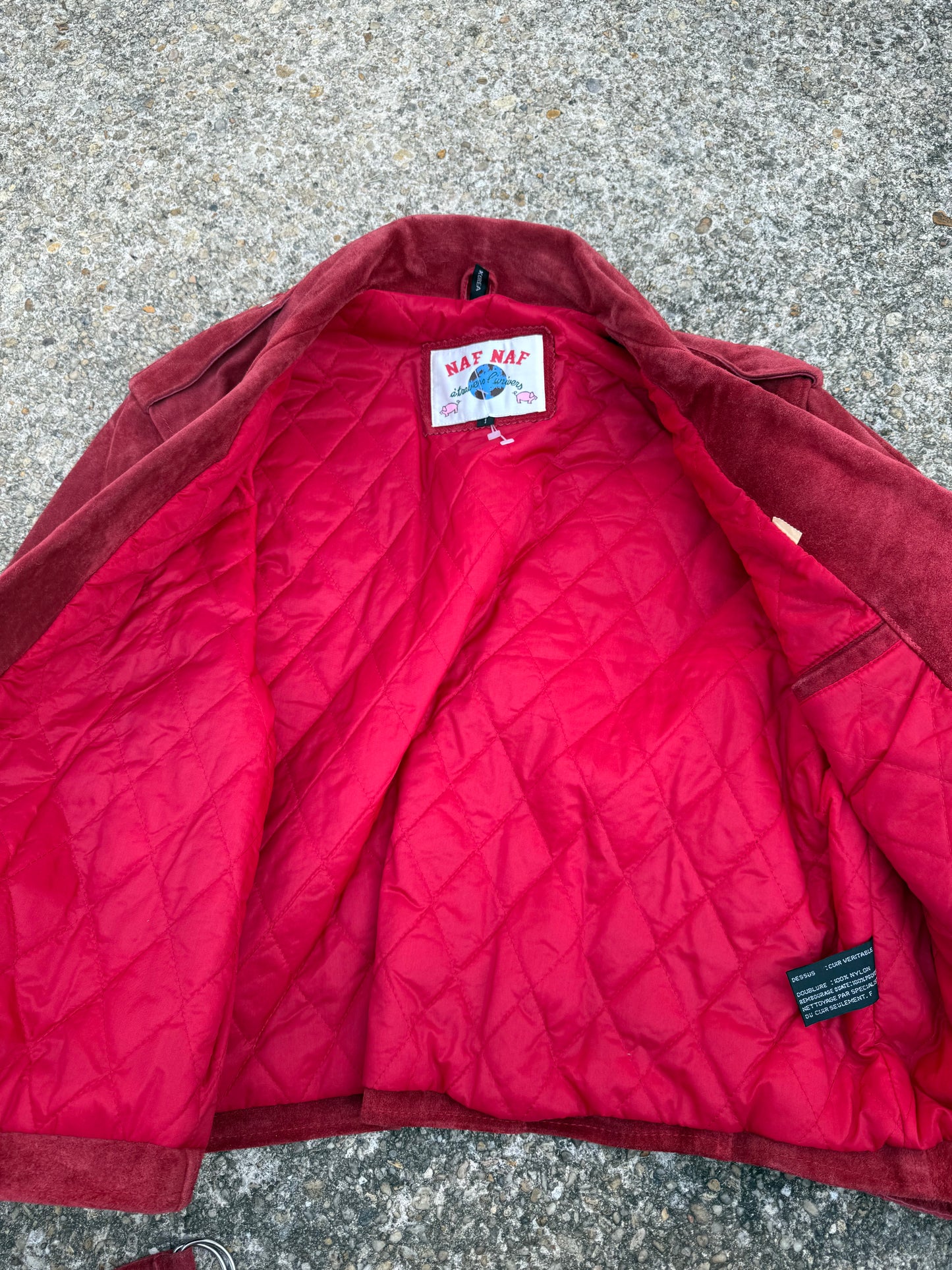 Vintage Red Suede Moto Jacket