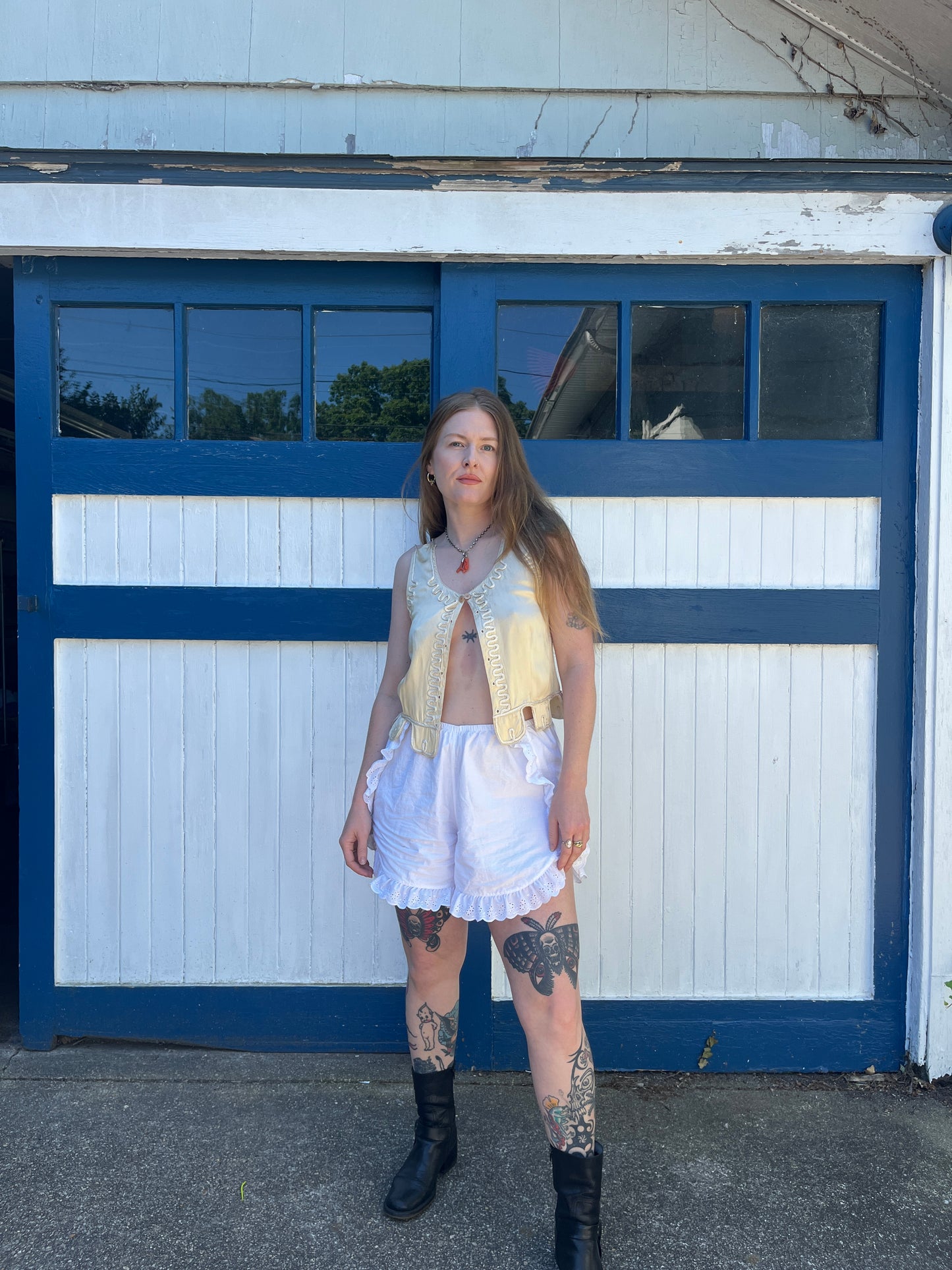 1920s Silk Scalloped Edge Tank Top
