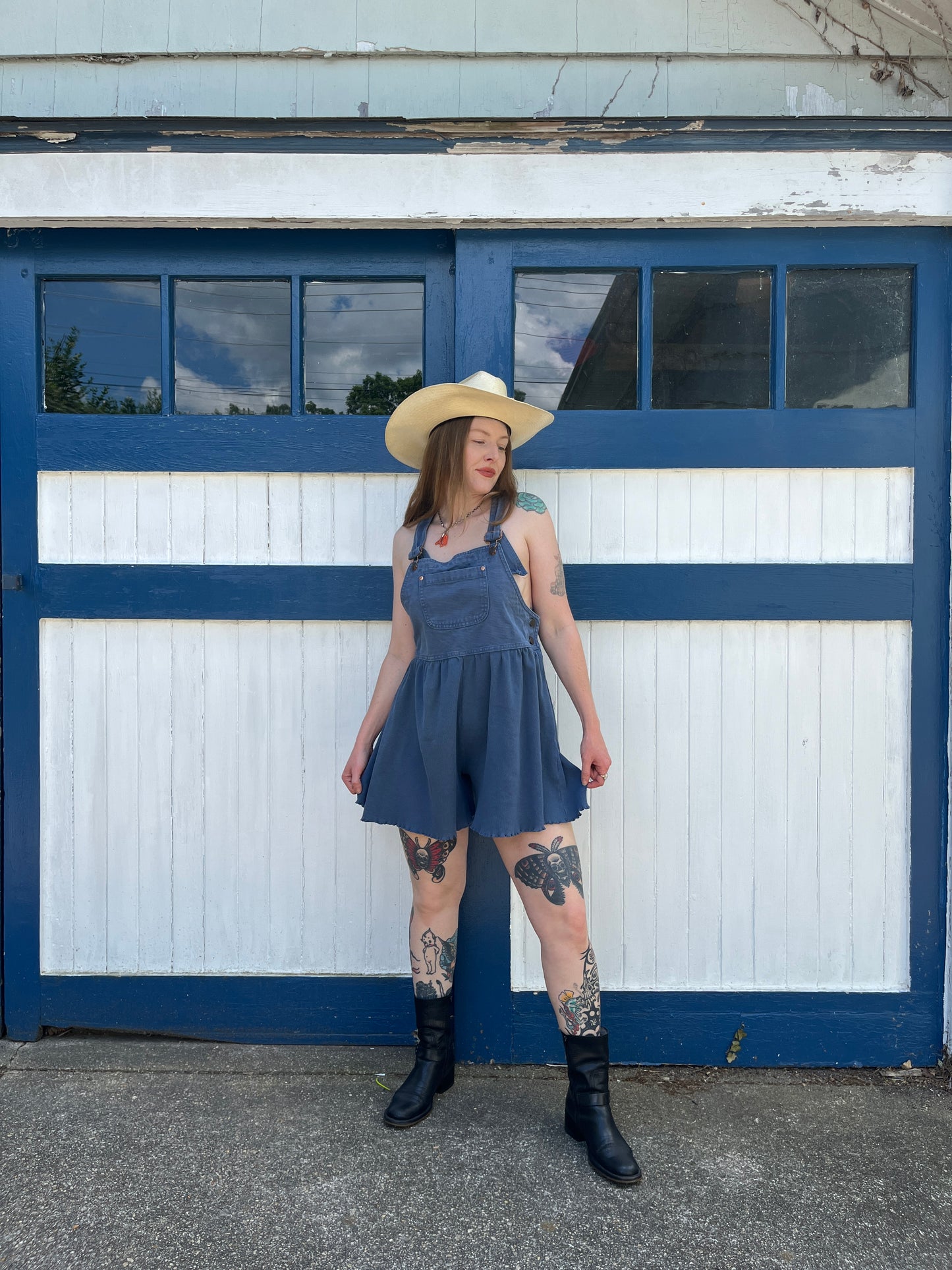 Vintage 1990s Denim and Cotton Overall Romper