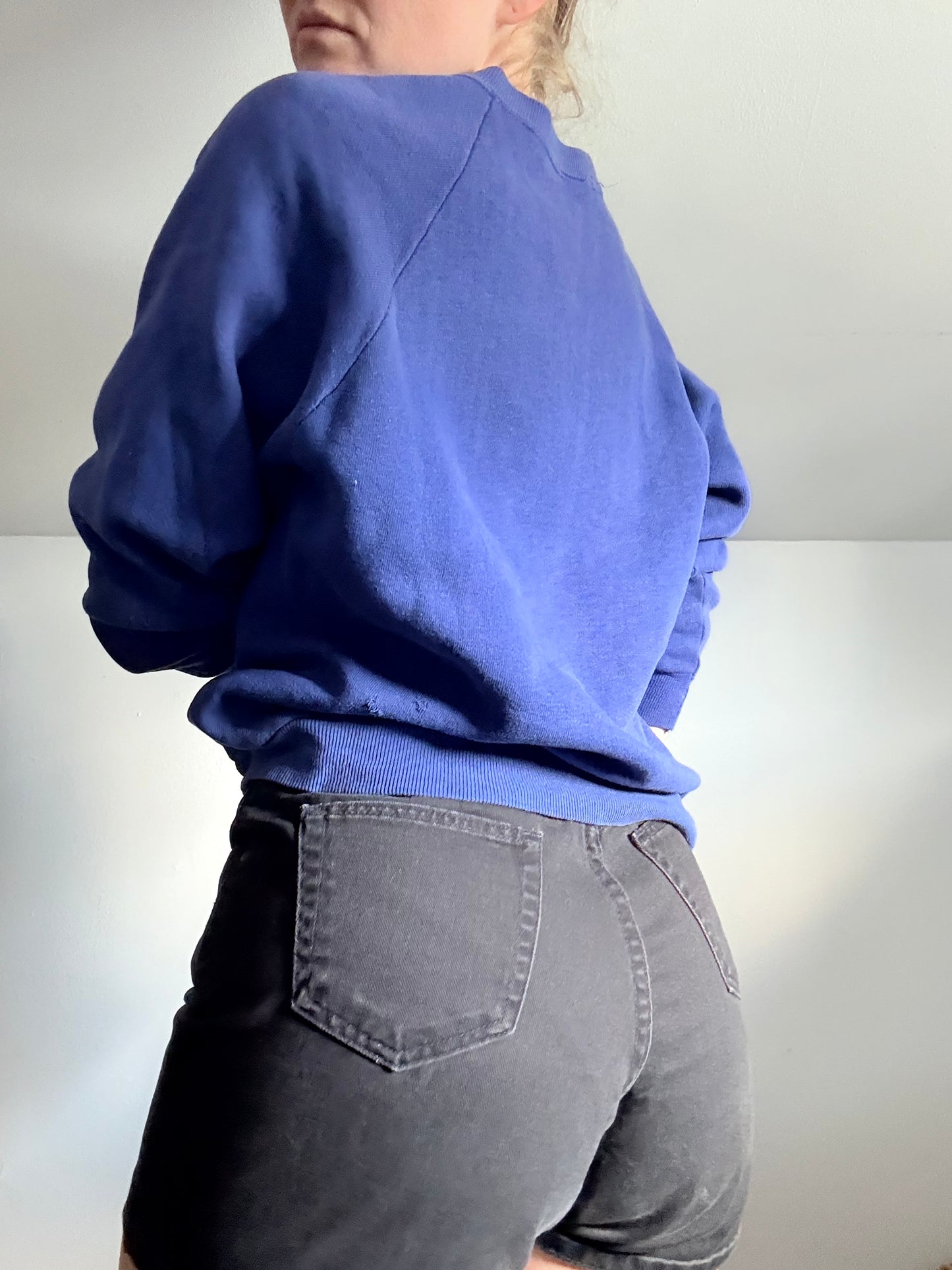 1980s ADIDAS Blue Quarter Button Sweat Shirt