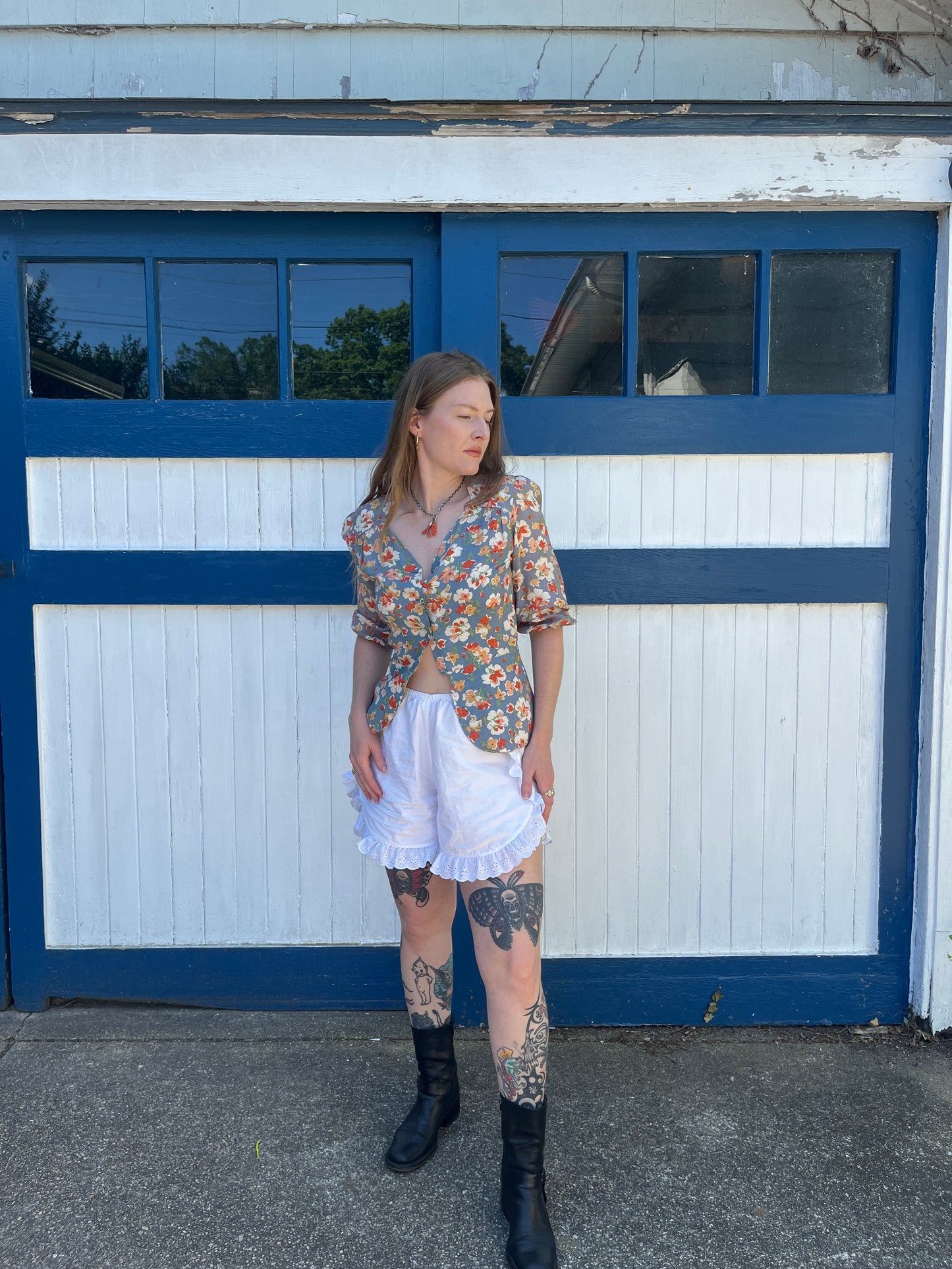 1940s Floral Rayon Peplum Style Blouse