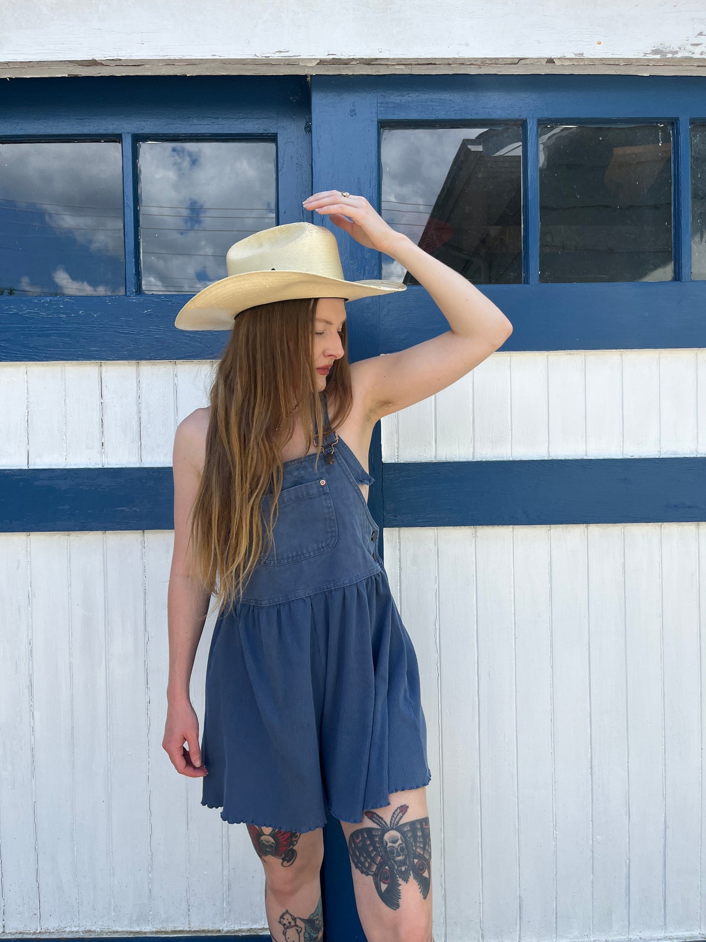 Vintage 1990s Denim and Cotton Overall Romper