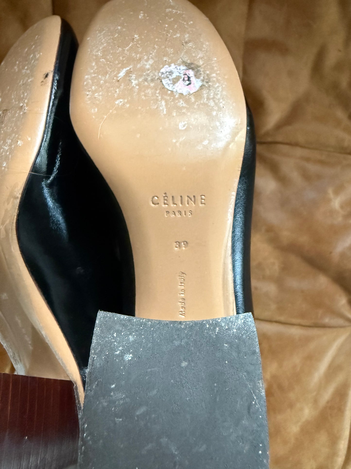 Celine Leather Scrunch Boot with Brown Heal 7.5/8 Size 39