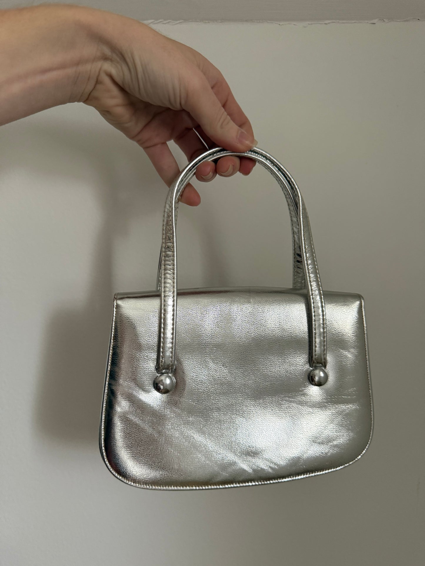 Red Stripe Sweater & Paris Metallic Bag