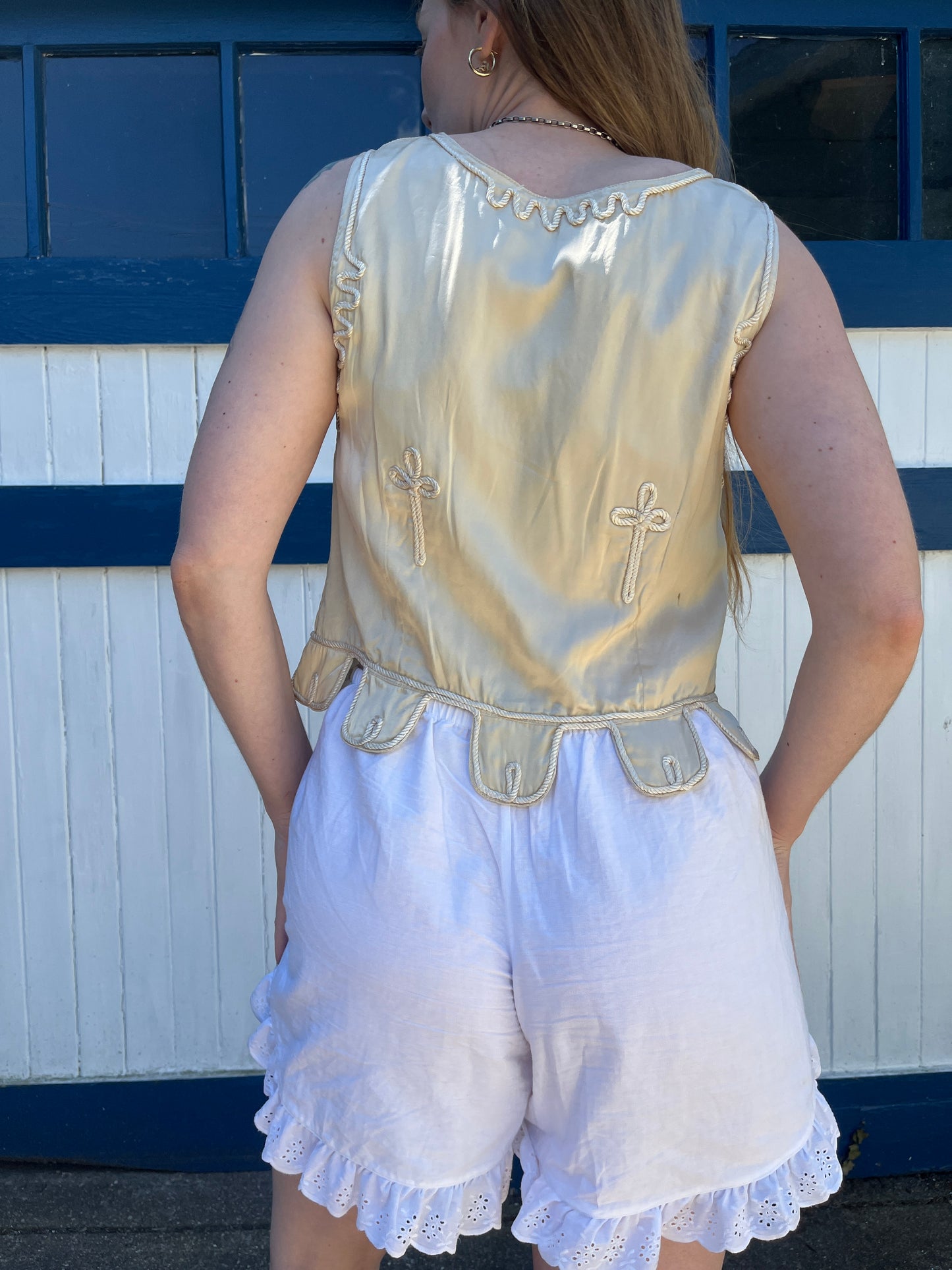1920s Silk Scalloped Edge Tank Top