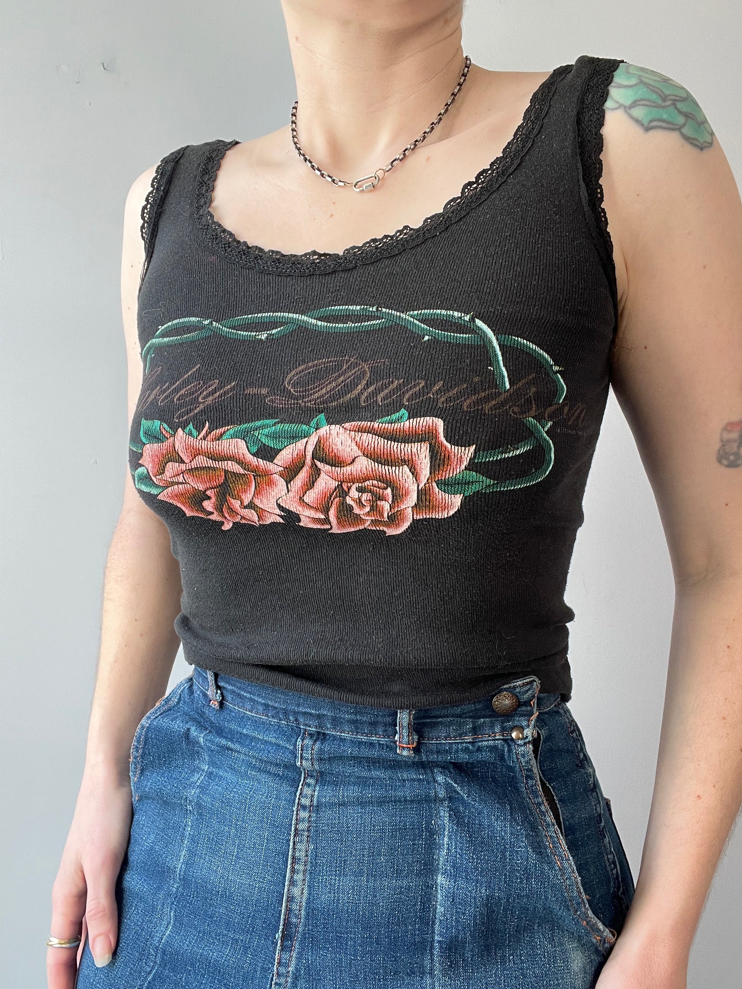 Vintage Harley Davidson Roses Tank S