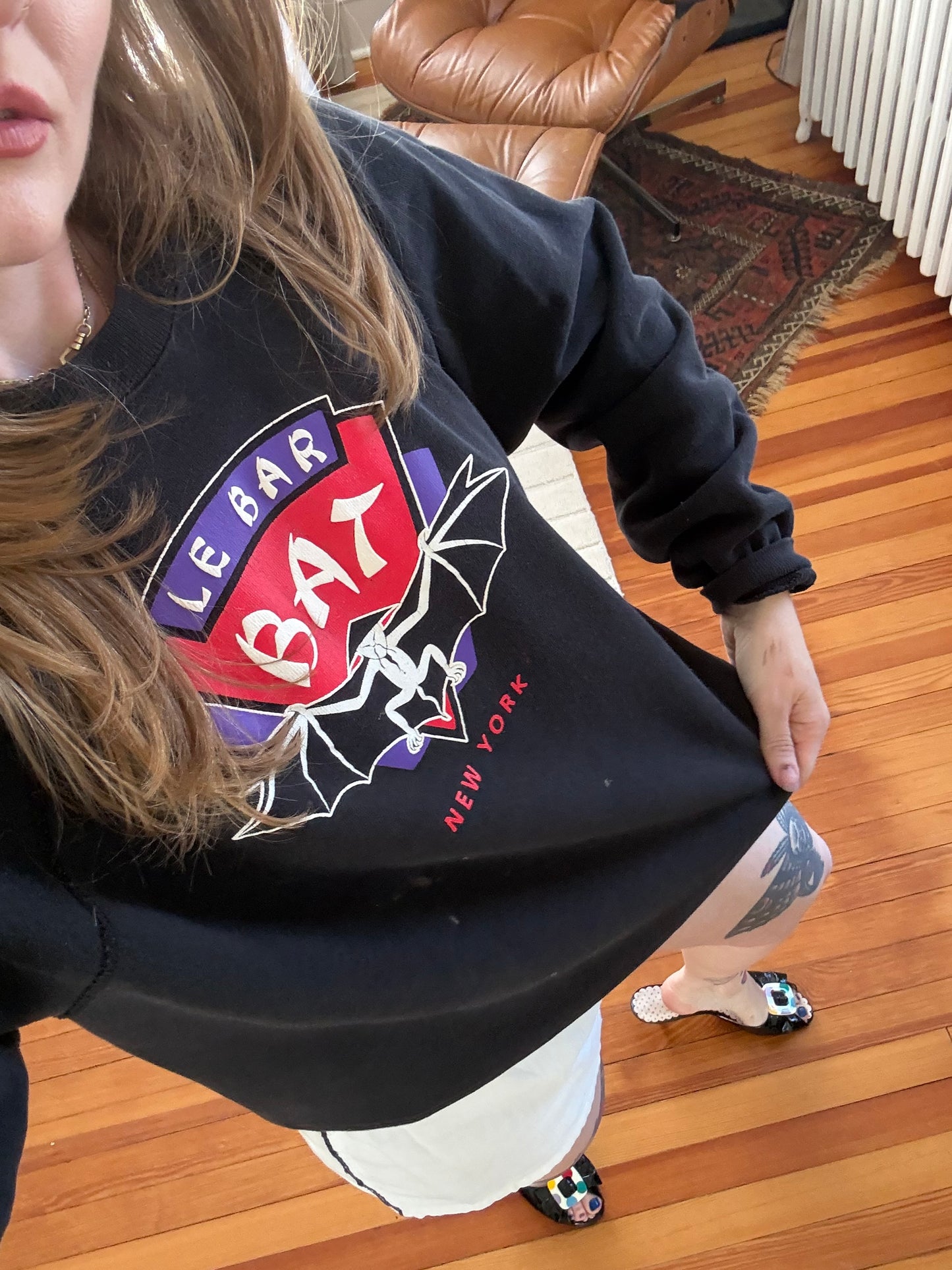 1980s Le Bar Bat New York Black Crewneck L