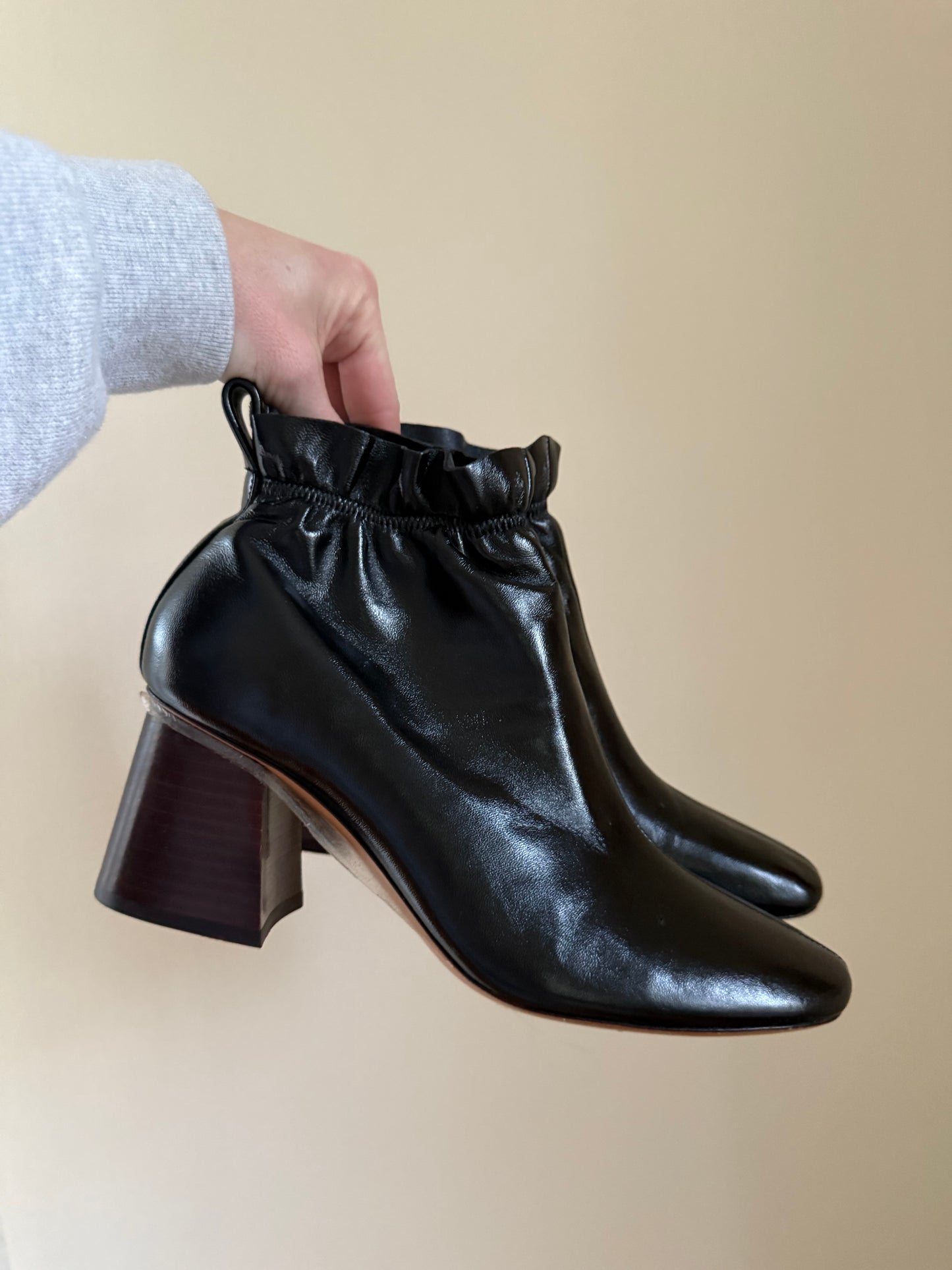 Celine Leather Scrunch Boot with Brown Heal 7.5/8 Size 39