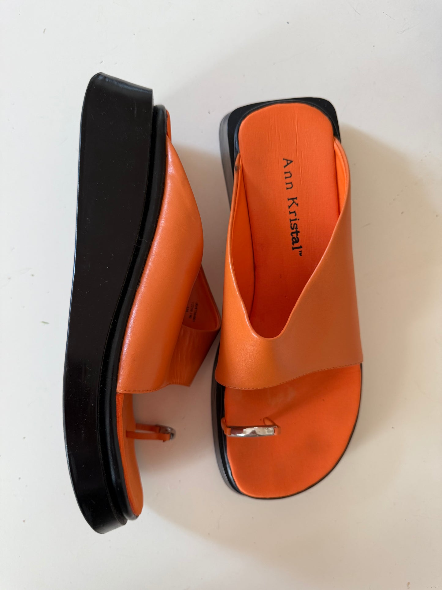 Orange Leather Pierced Sandal