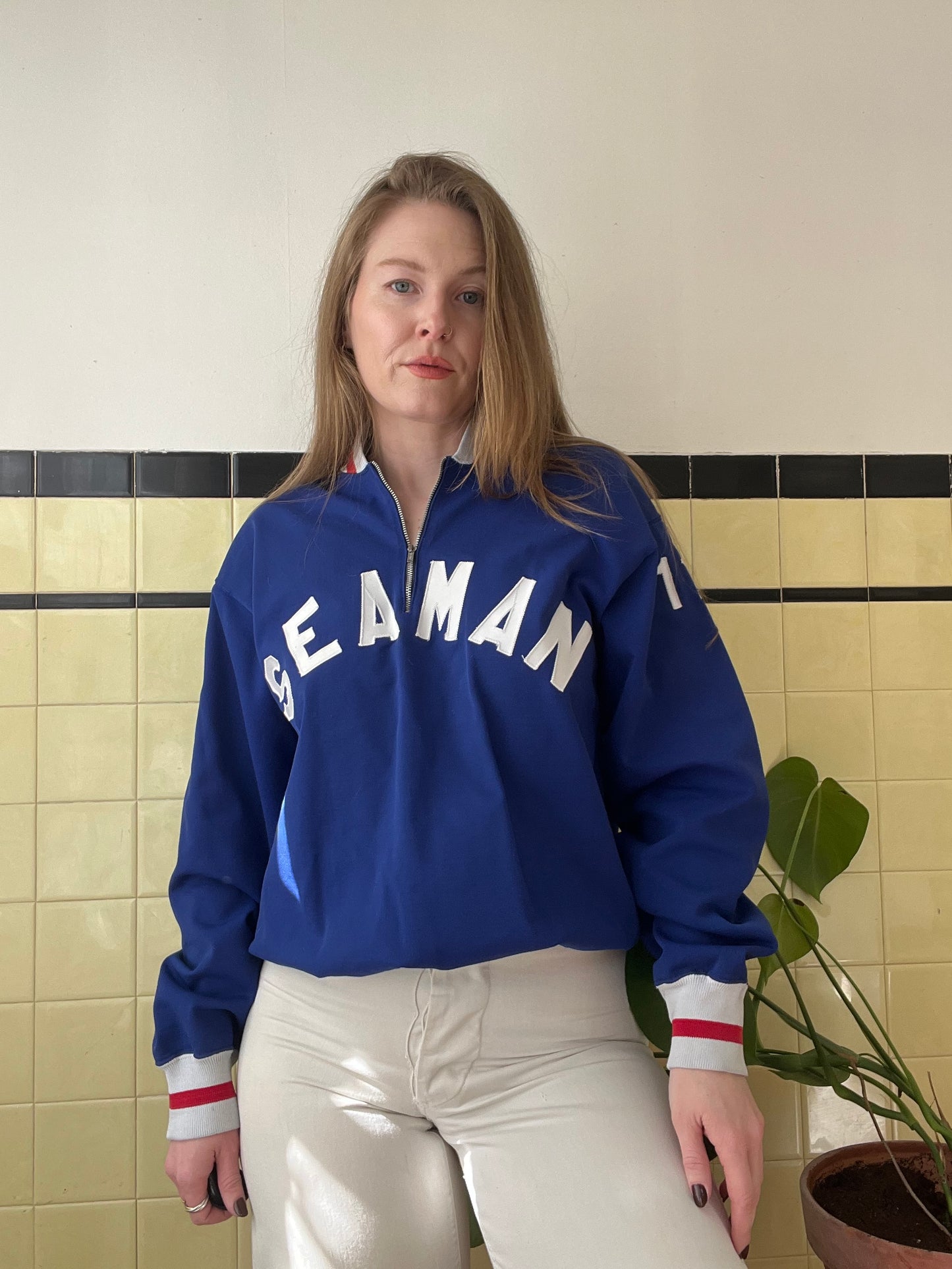 1960's Military Seaman Quarter Zip Jacket L