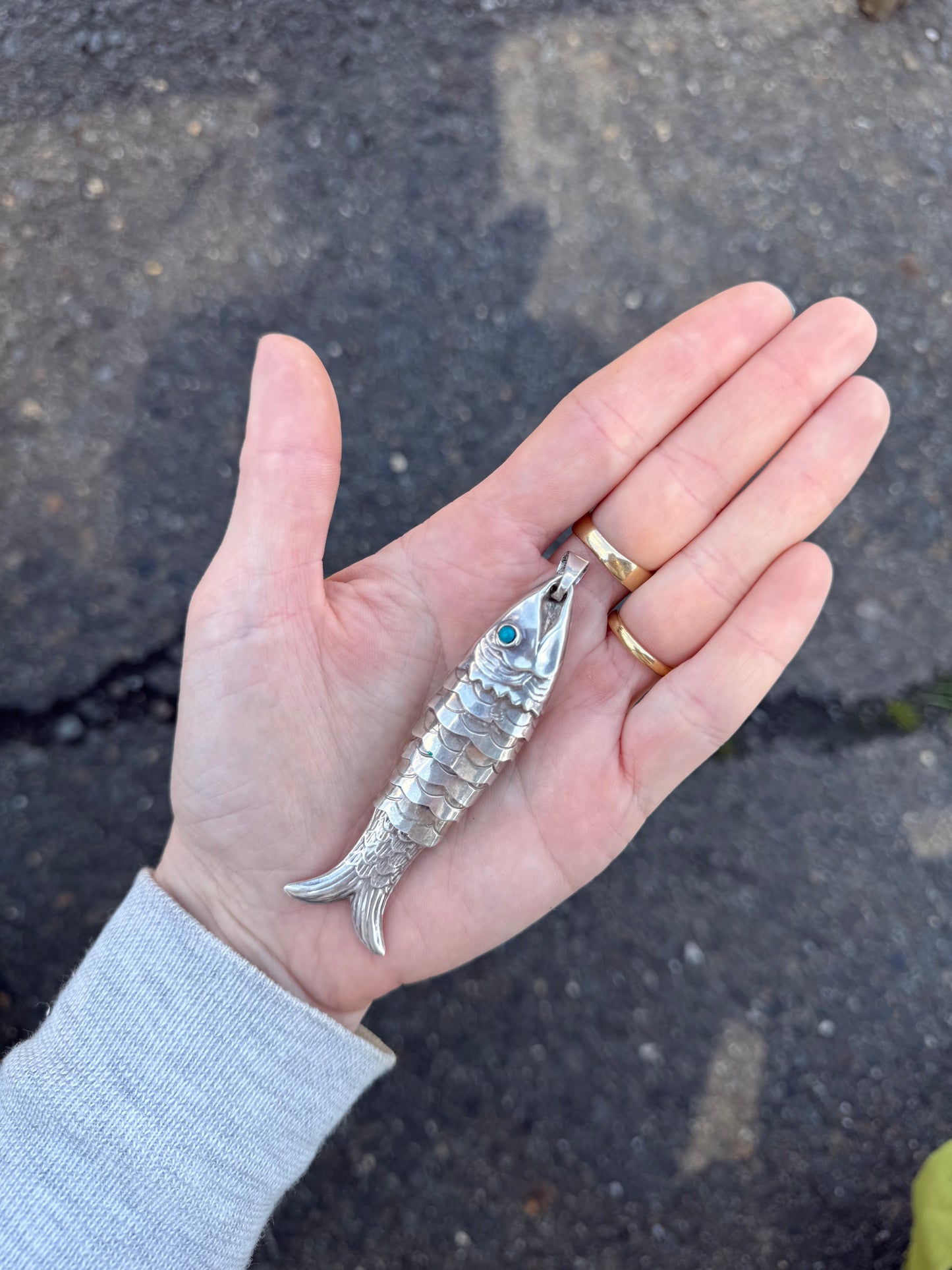 Vintage Articulating Fish 925 Silver with Chain