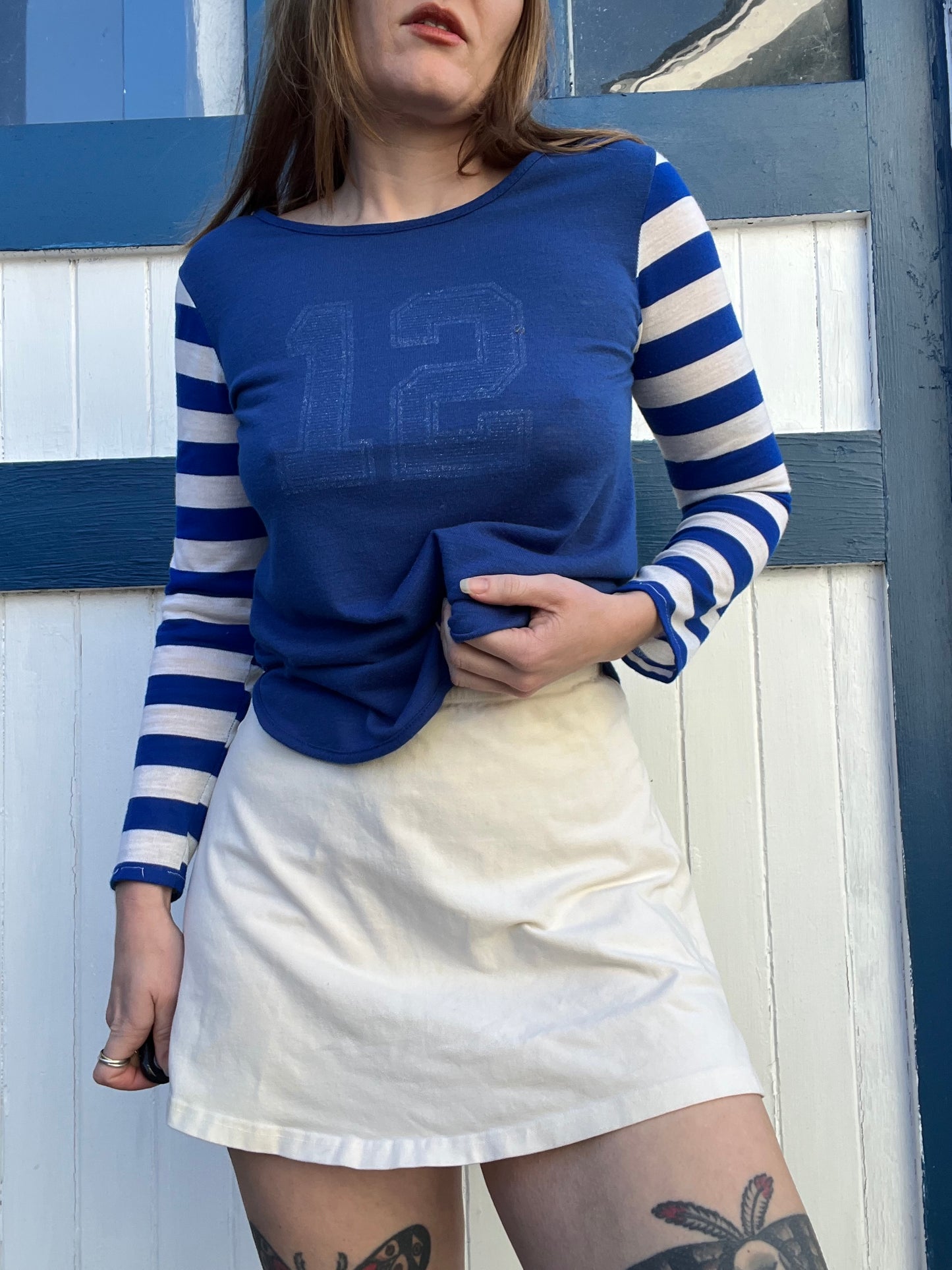 1960s Jersey Striped Sleeves S/M