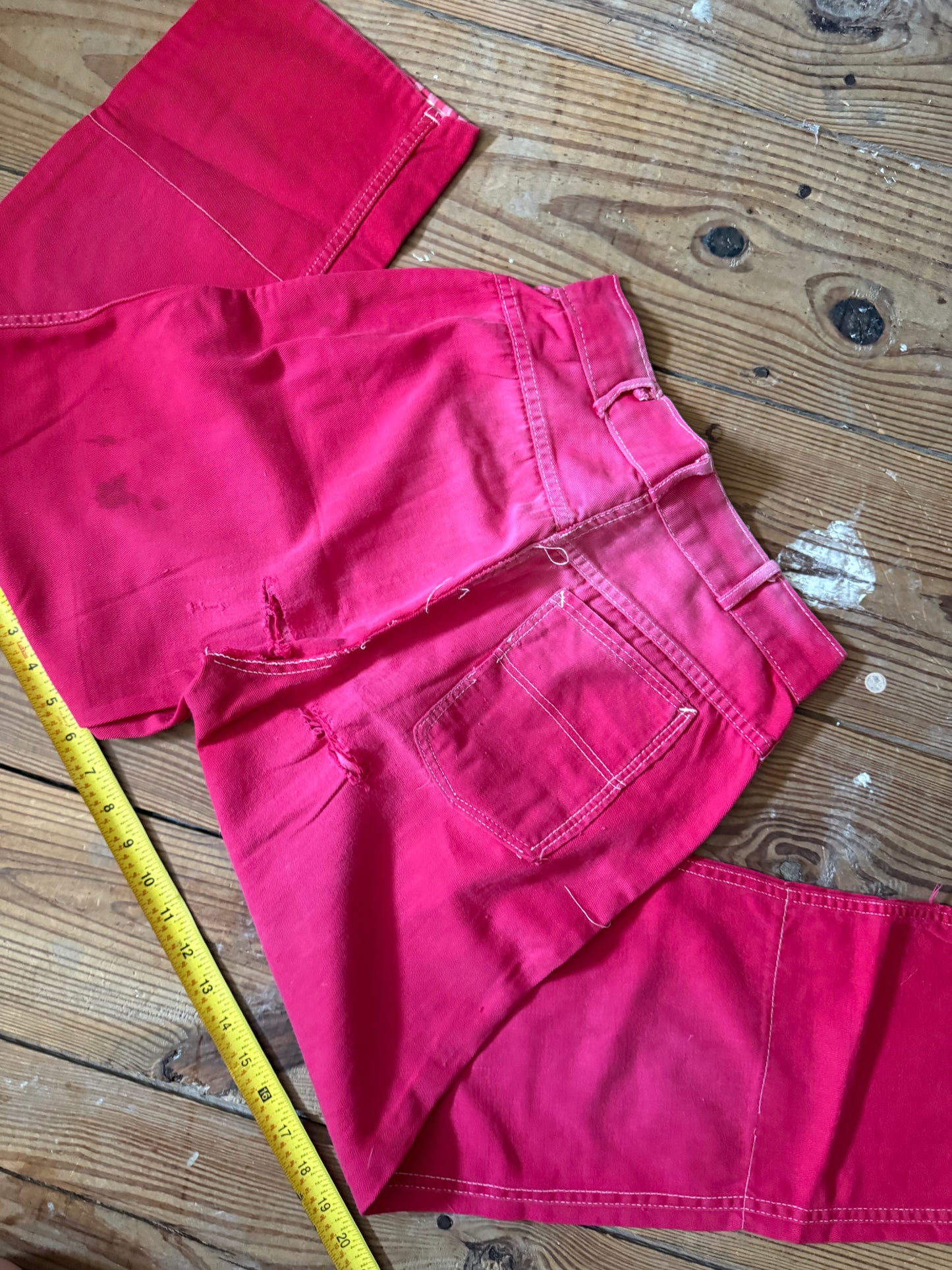 24” Denim Jeans & Red Side Zips