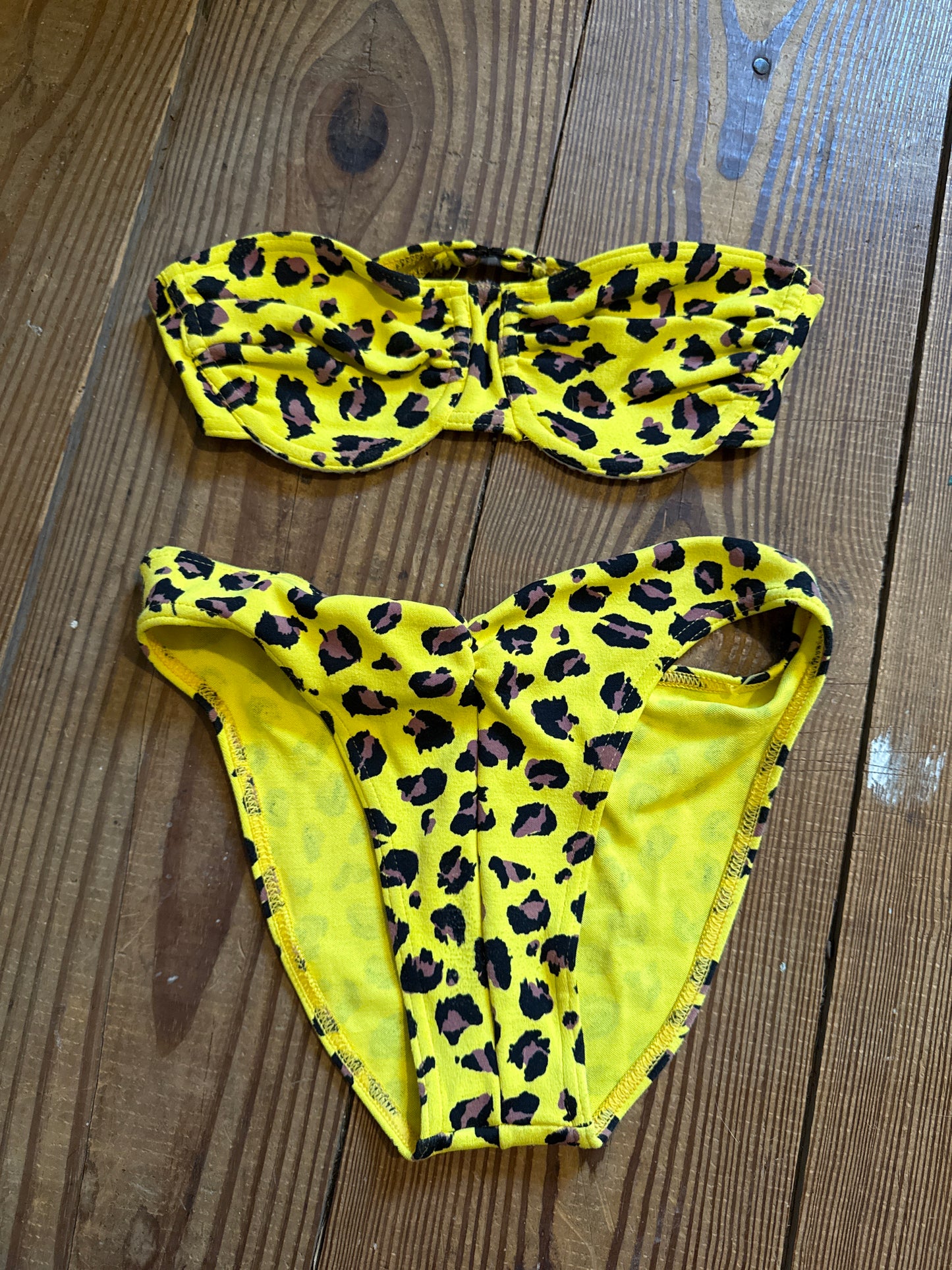 1990s Yellow Leopard Swimsuit