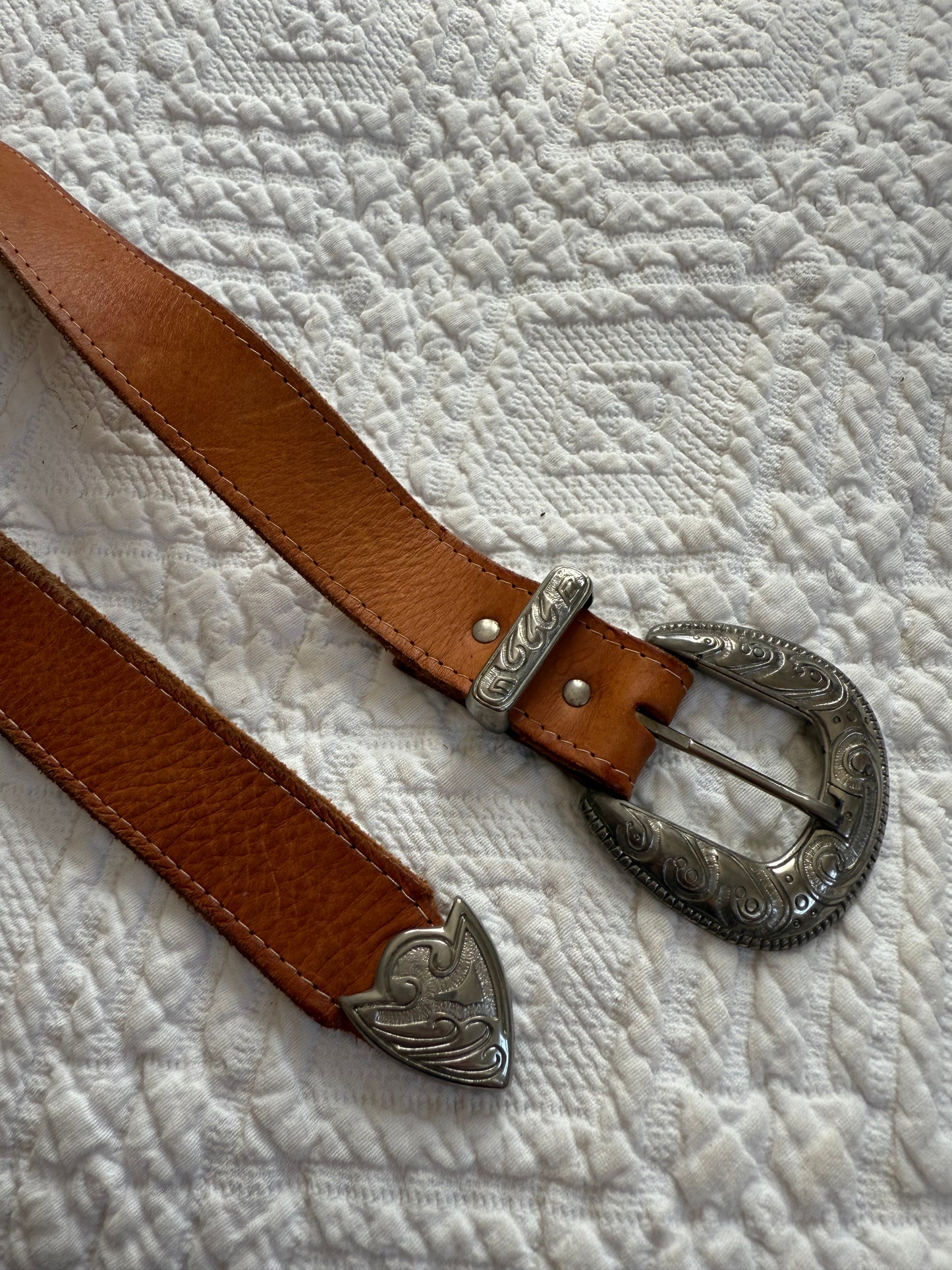 Brown Leather Western Belt