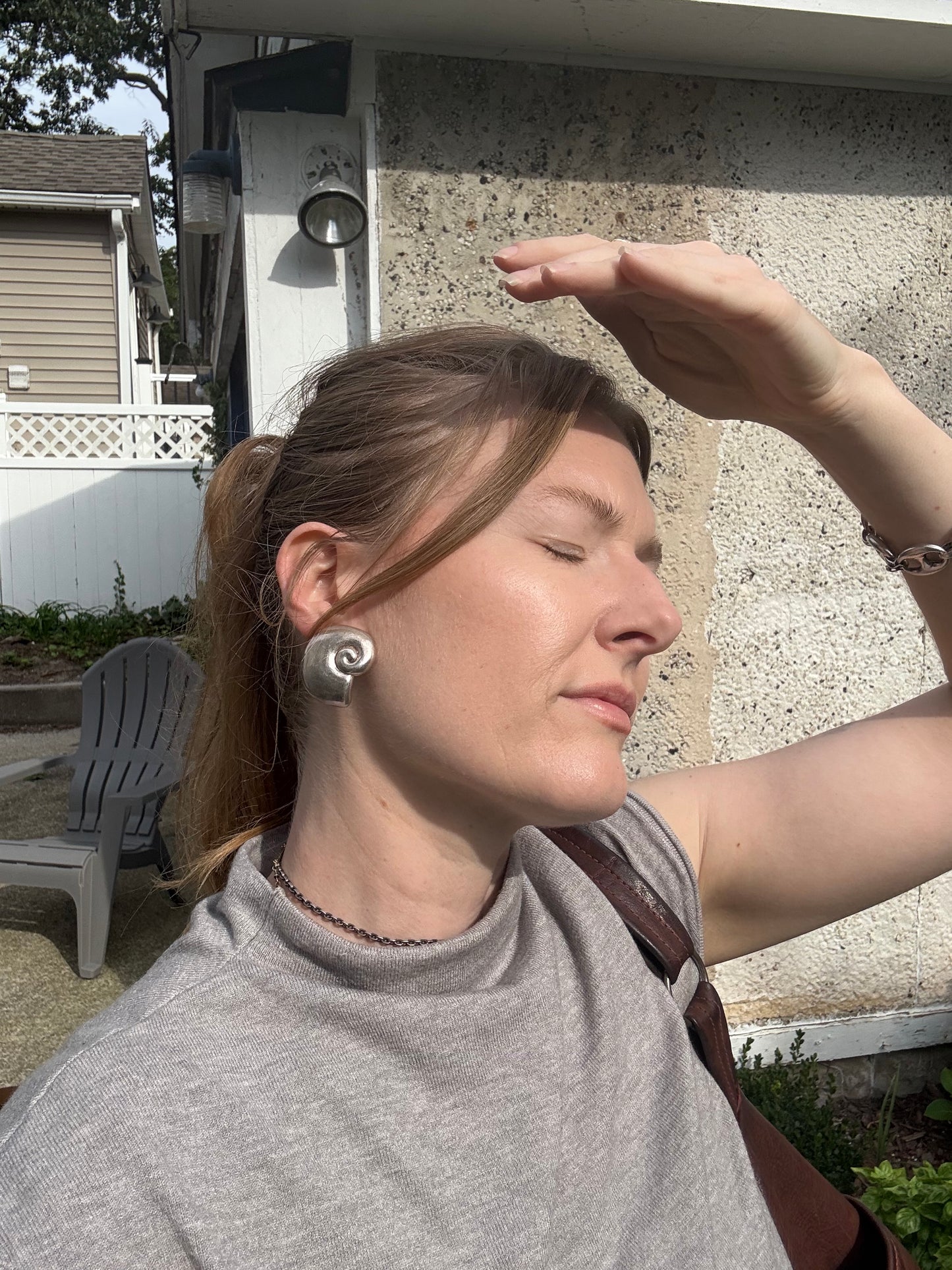 Vintage Shell Silver Earrings