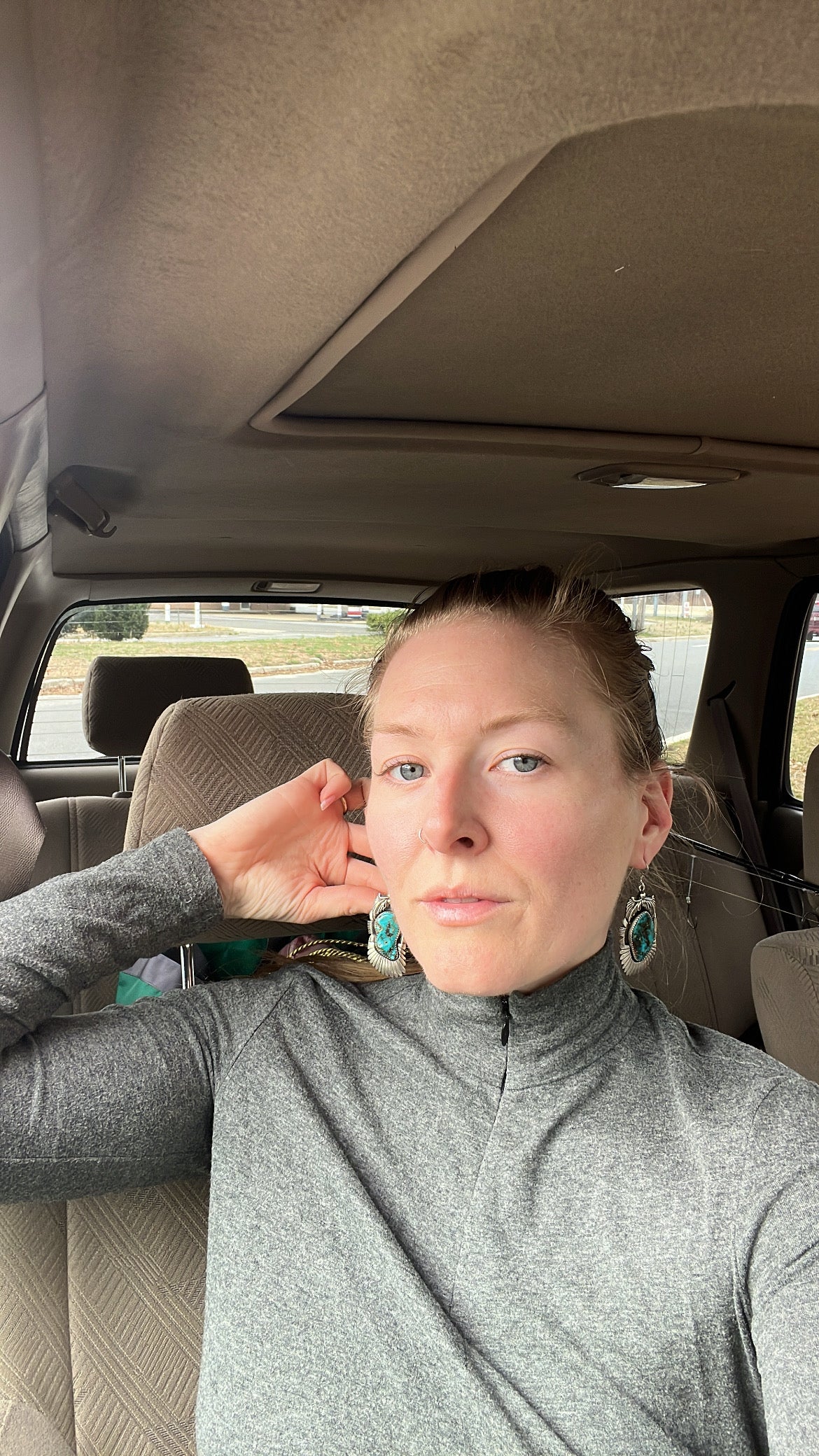 1960s Navajo Turquoise and Sterling Large Earrings