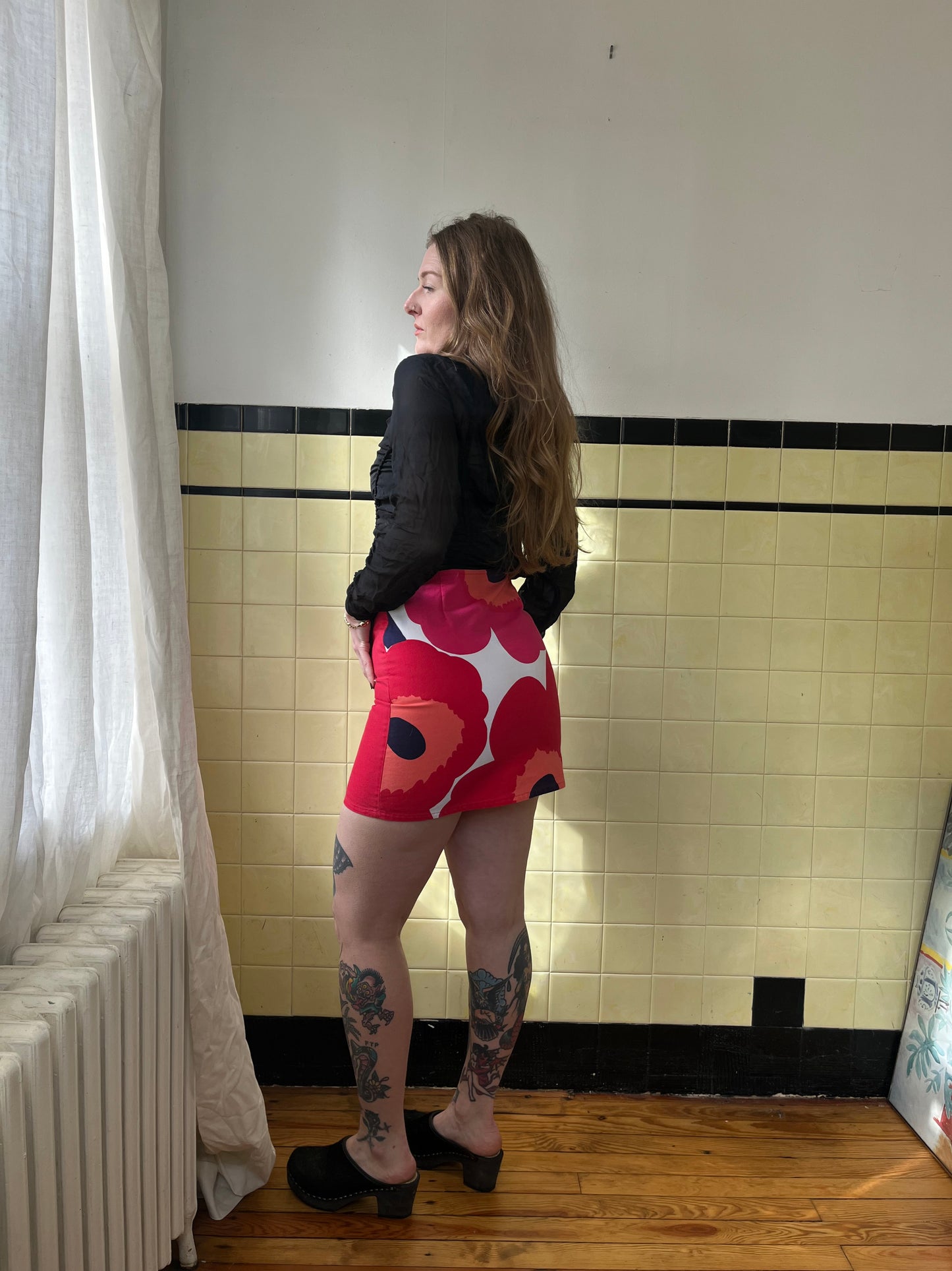 1990s/Y2K Marimekko Cotton Mini Skirt S/M