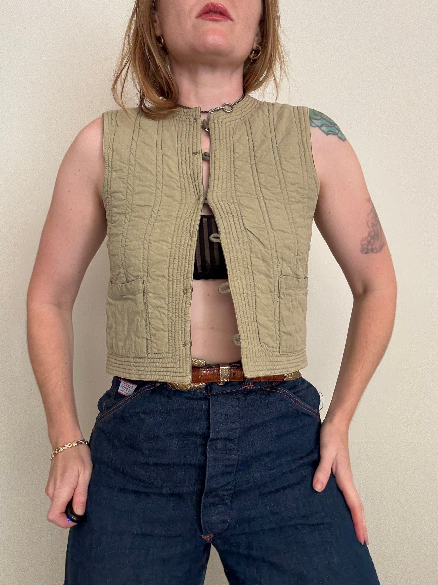 1990s Cotton Quilted Vest