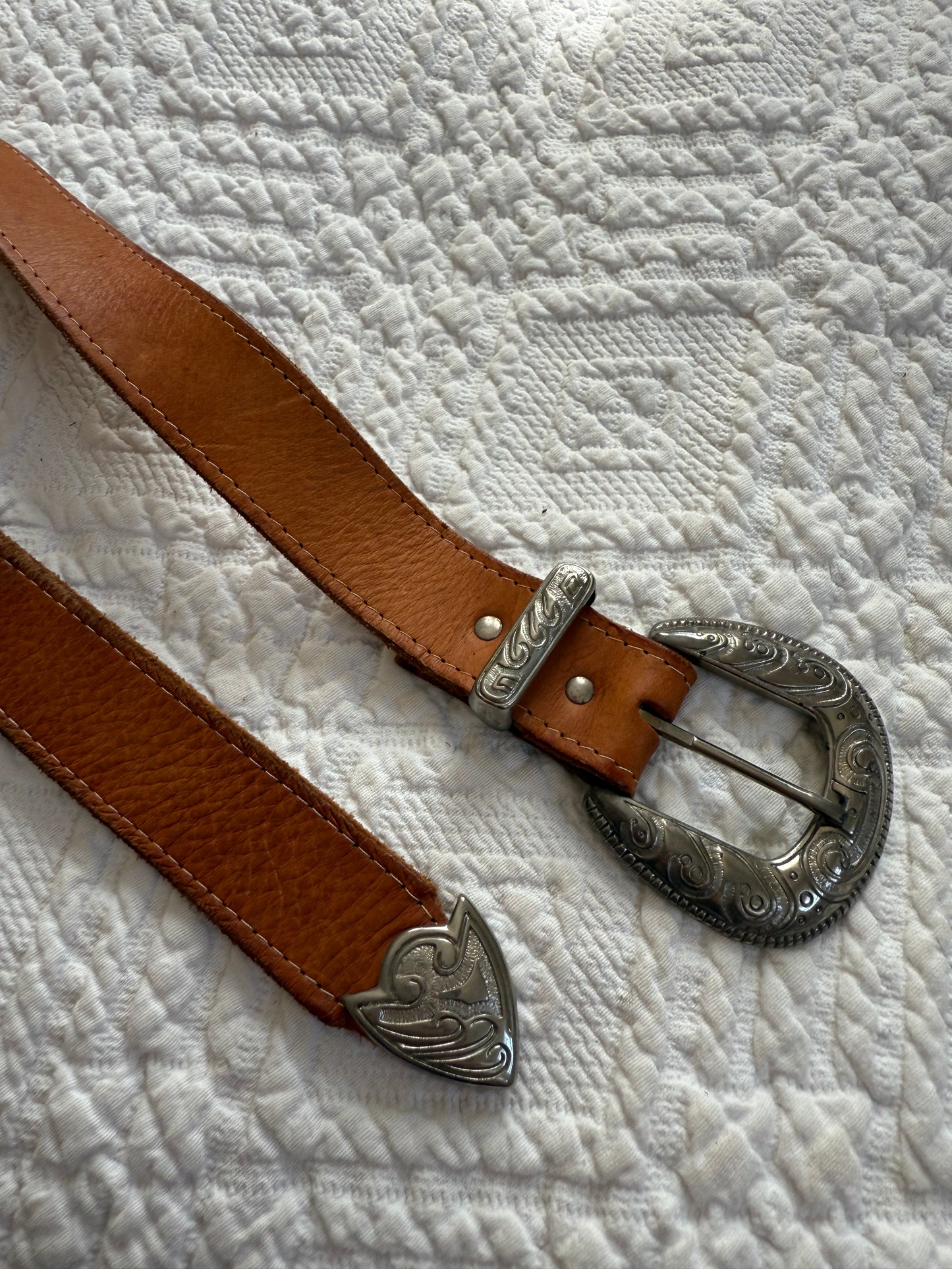Brown Leather Western Belt