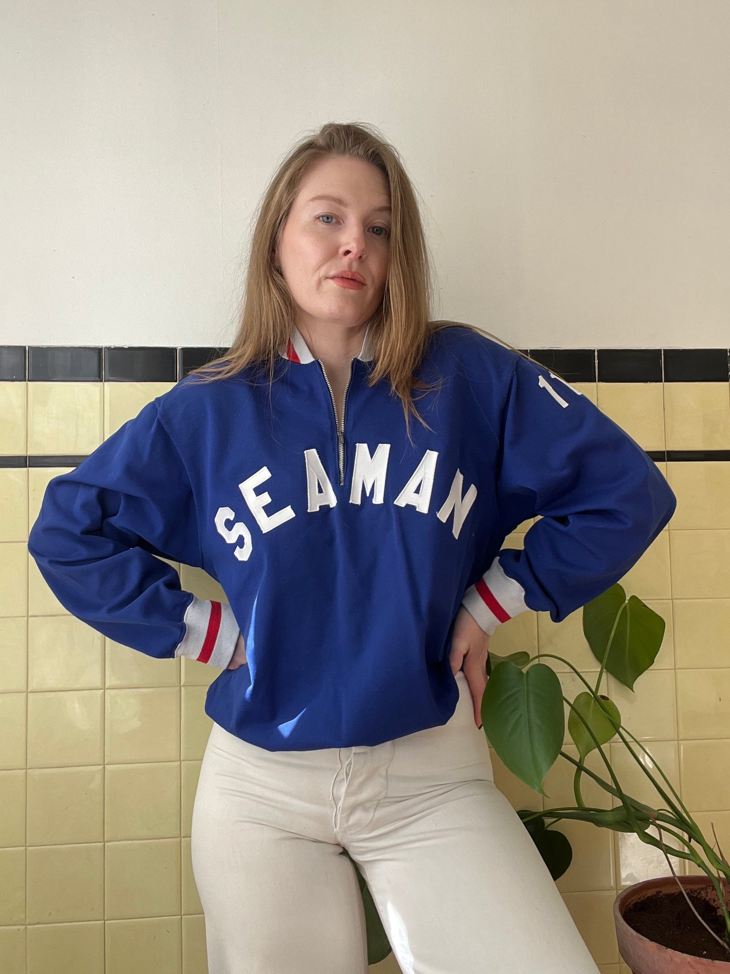 1960's Military Seaman Quarter Zip Jacket L