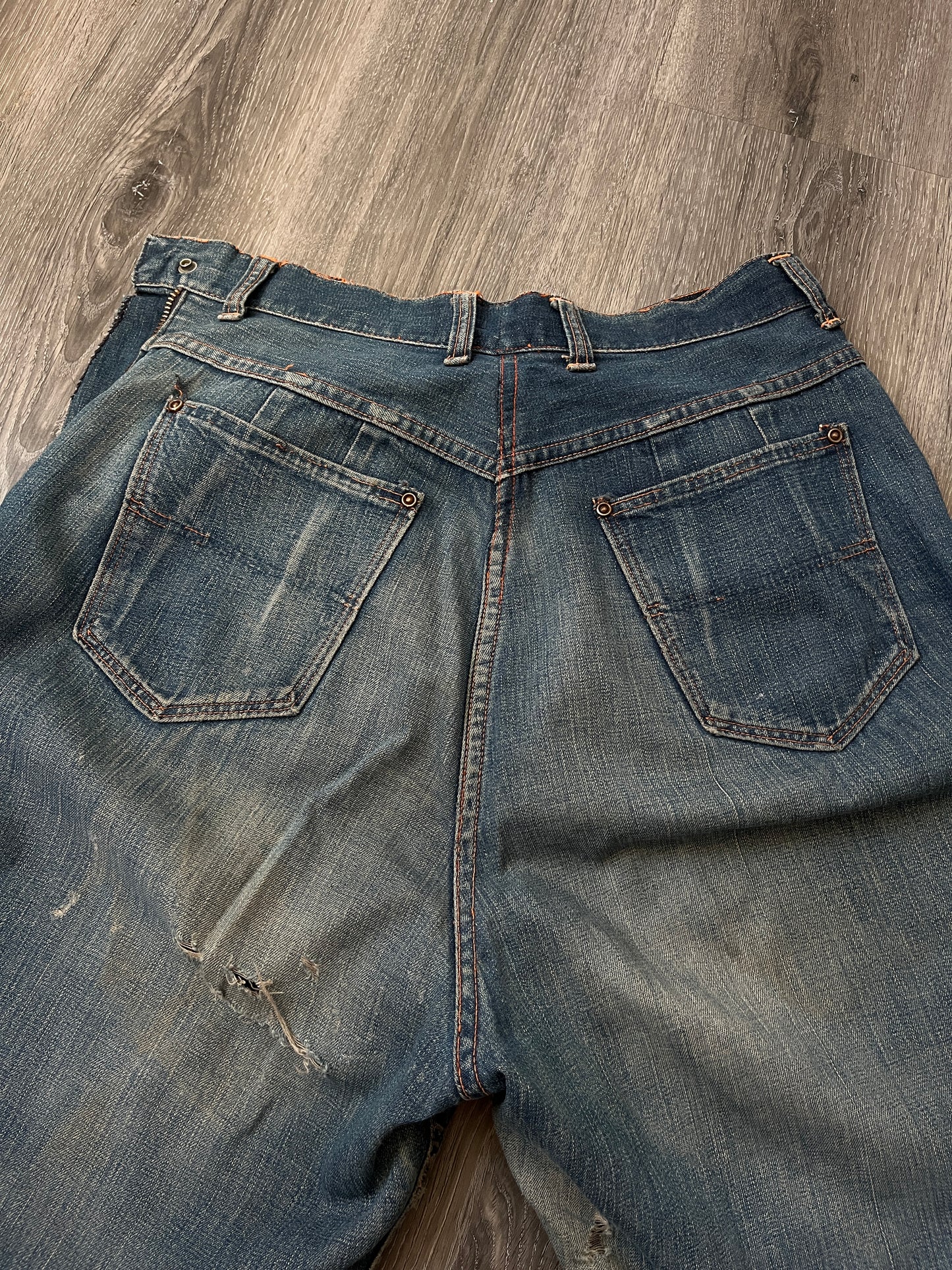 Vintage 1940s 1950s Side Zip Jeans 28”