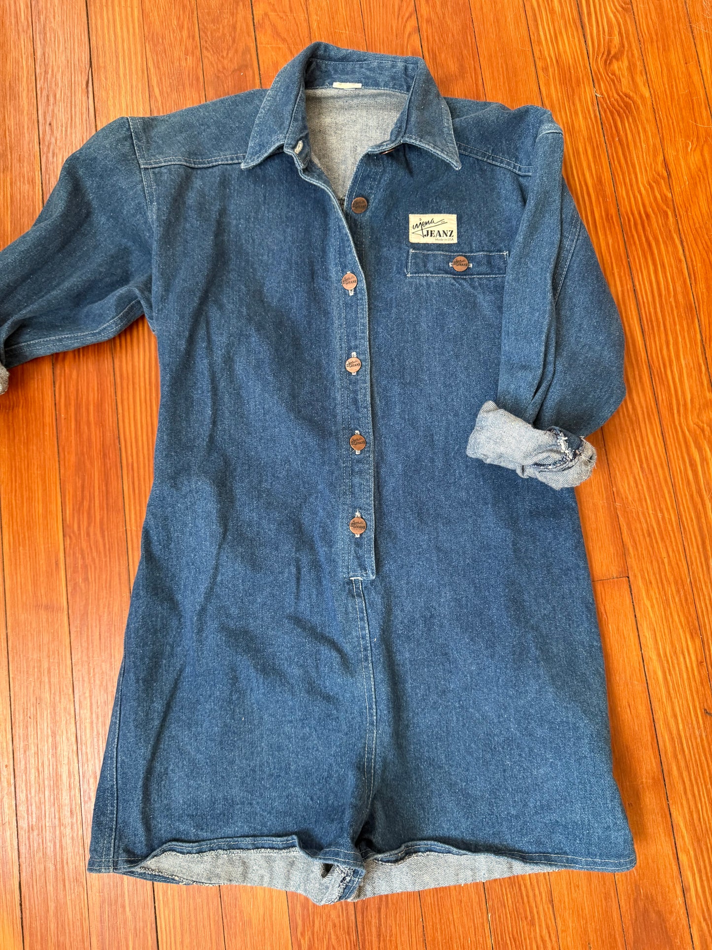 1980s Cotton Denim Romper