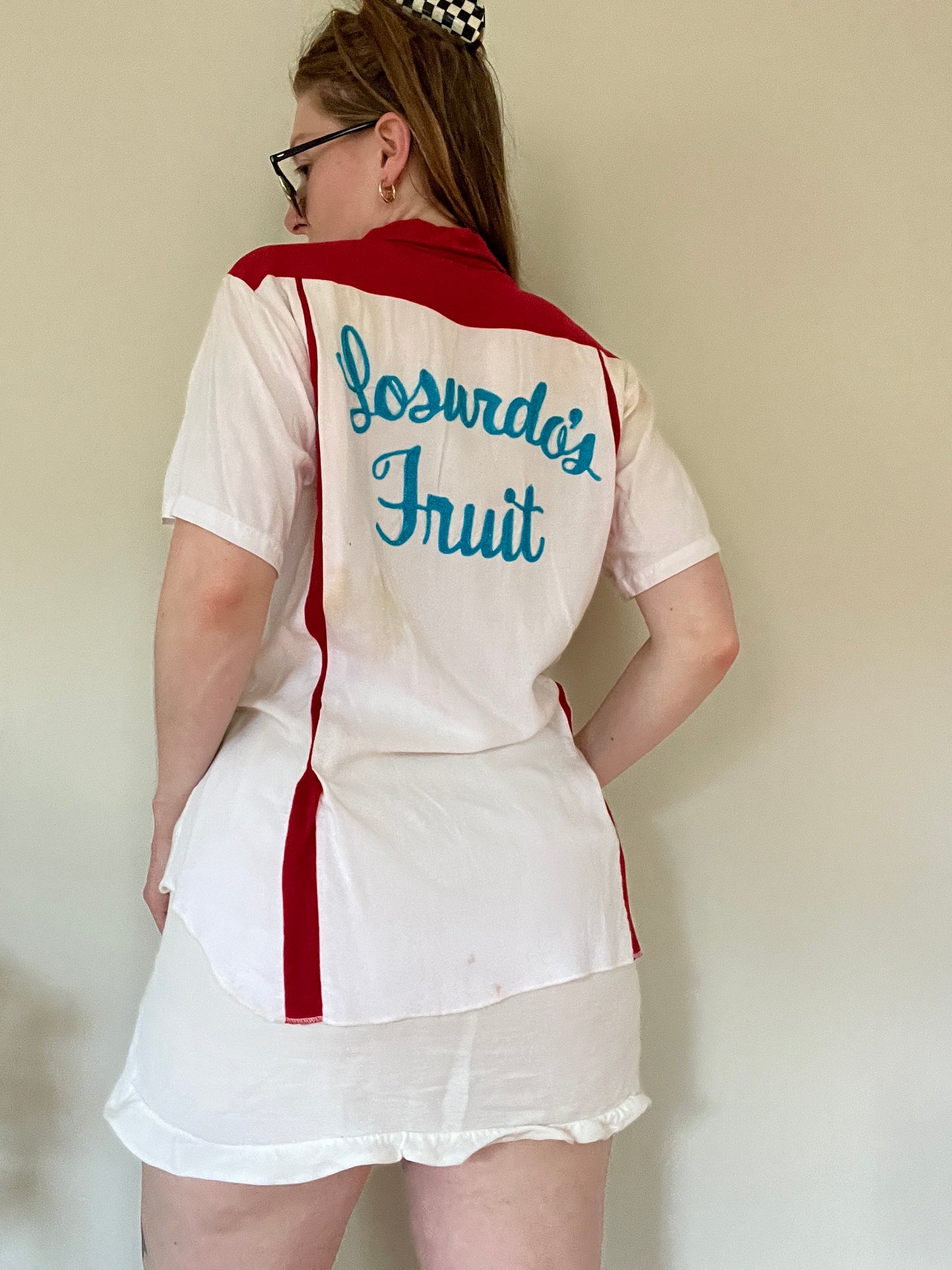 Vintage 1940s Loop Collar Bowling Shirt Chain Stitched